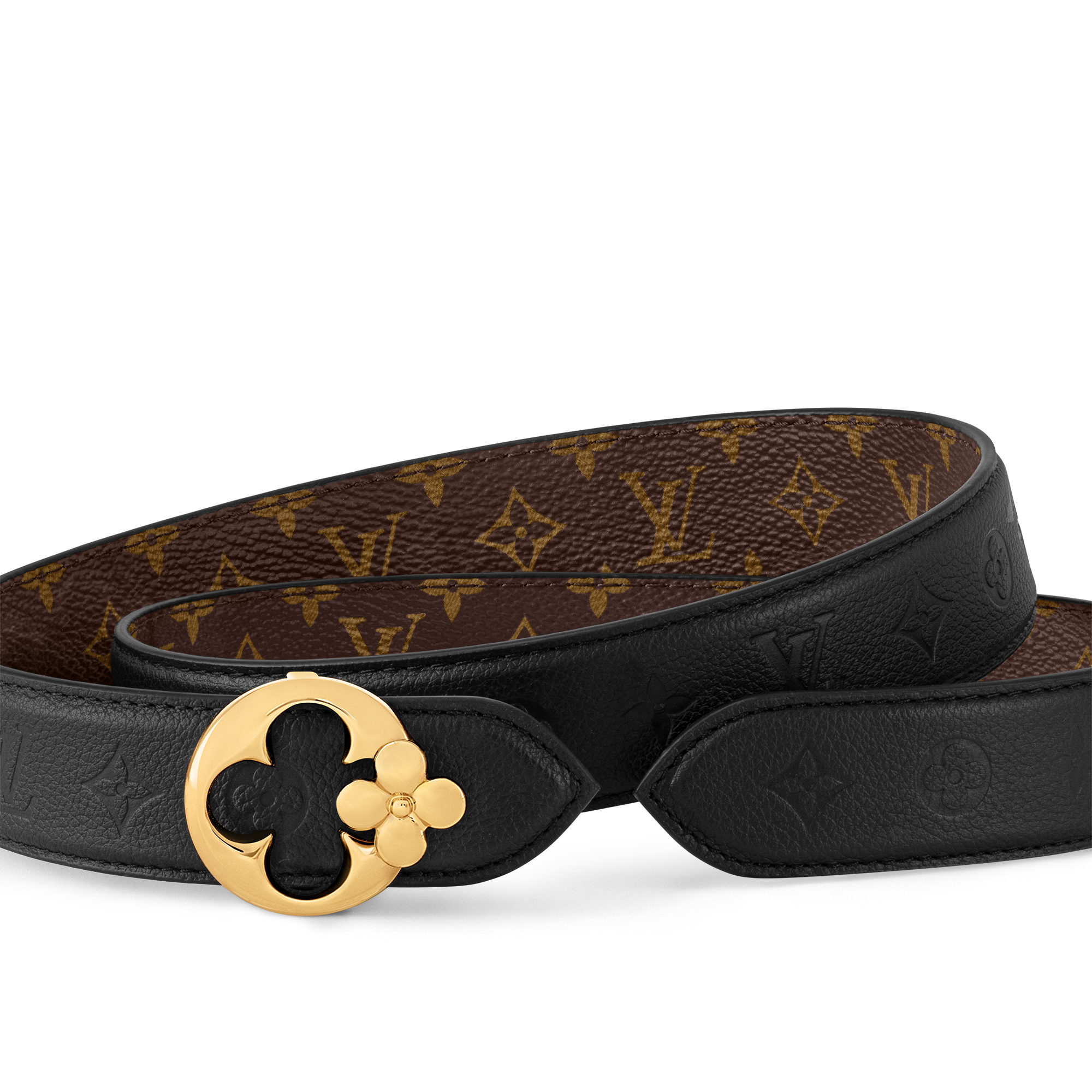 LV Flowergram Round 30mm Reversible Belt Monogram Canvas in Women