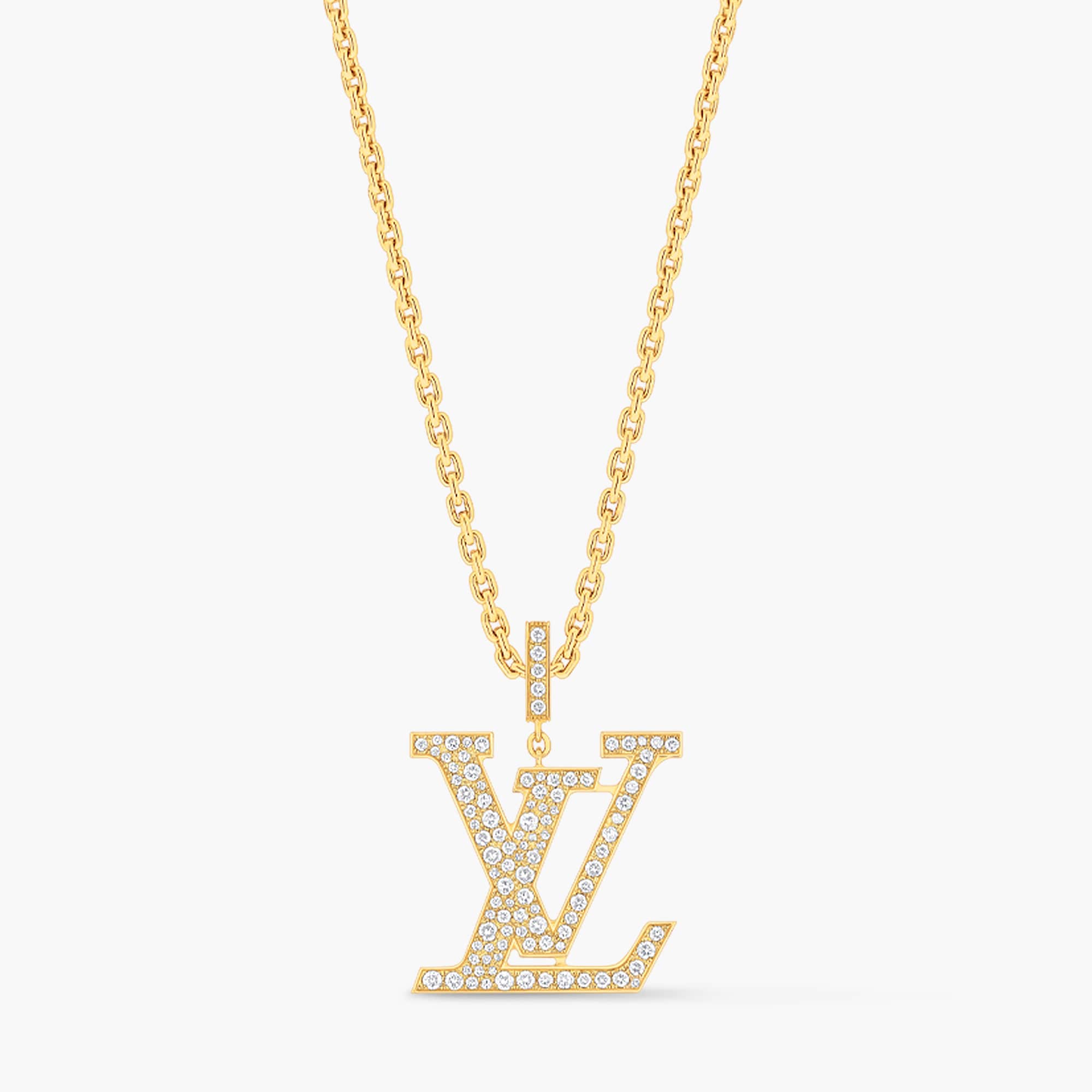 LV Medium Pendant, Yellow Gold And Diamonds