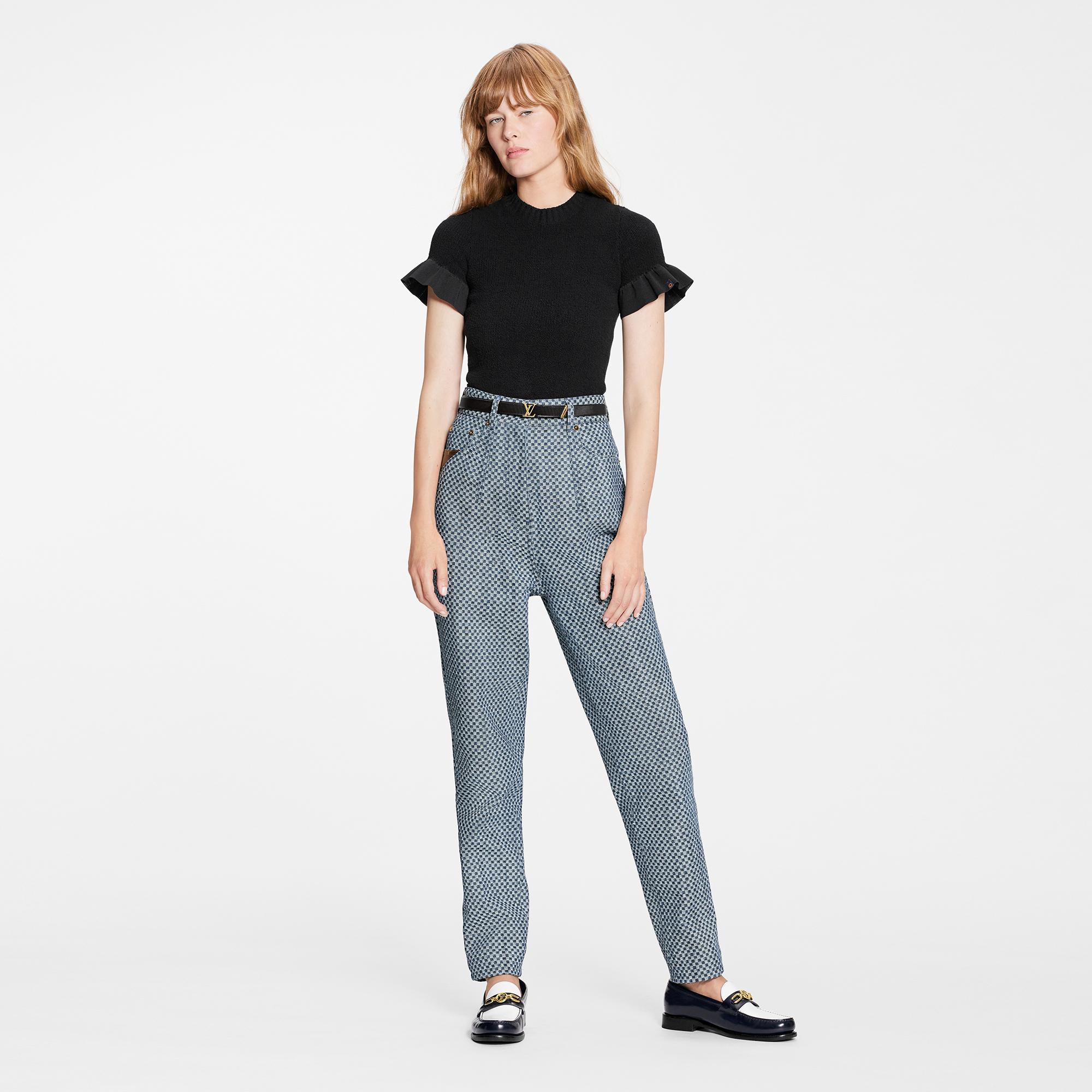 Mini Checkerboard Denim Carrot Pants 