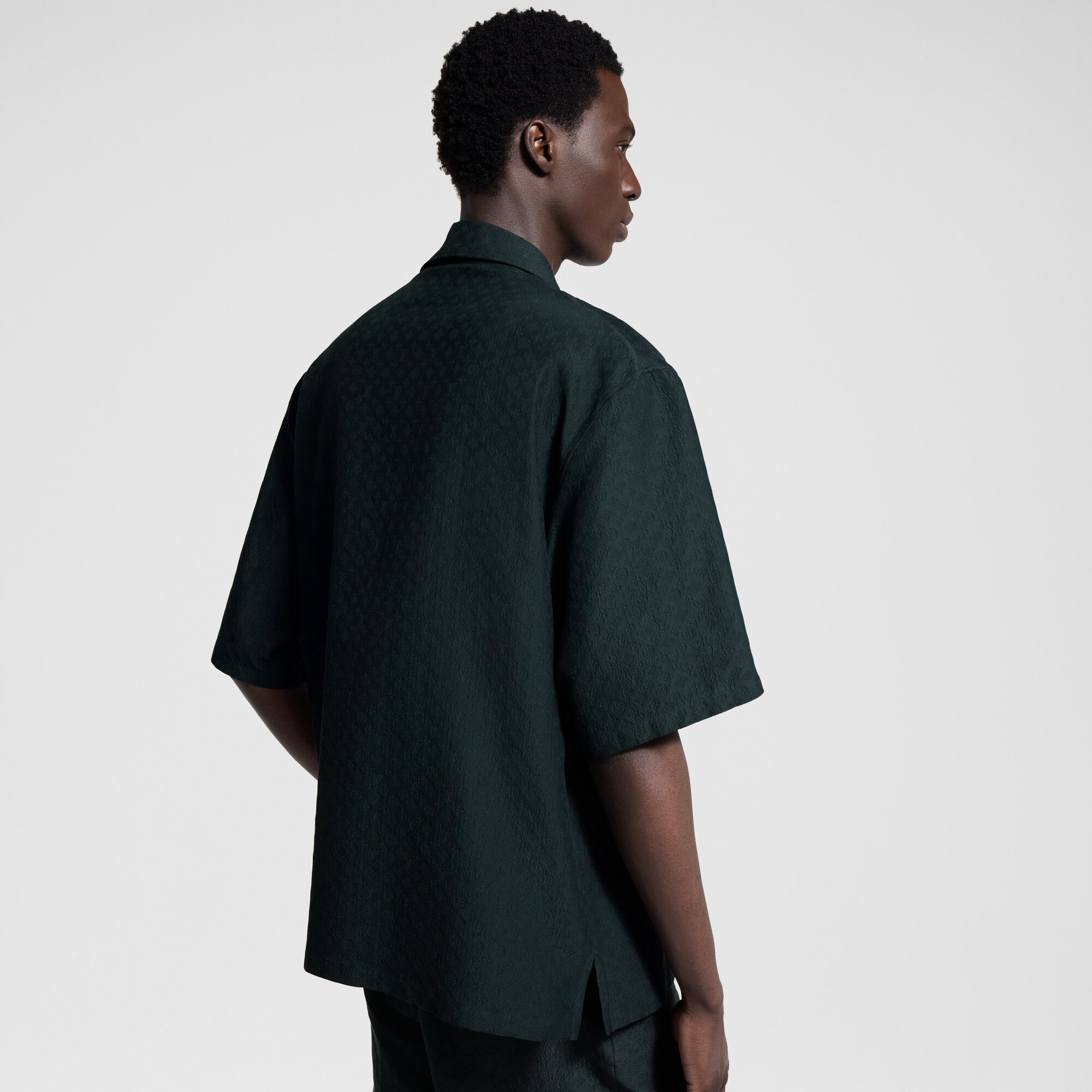 Mini Monogram Silk-Cotton Blend Short-Sleeved Shirt  in Men