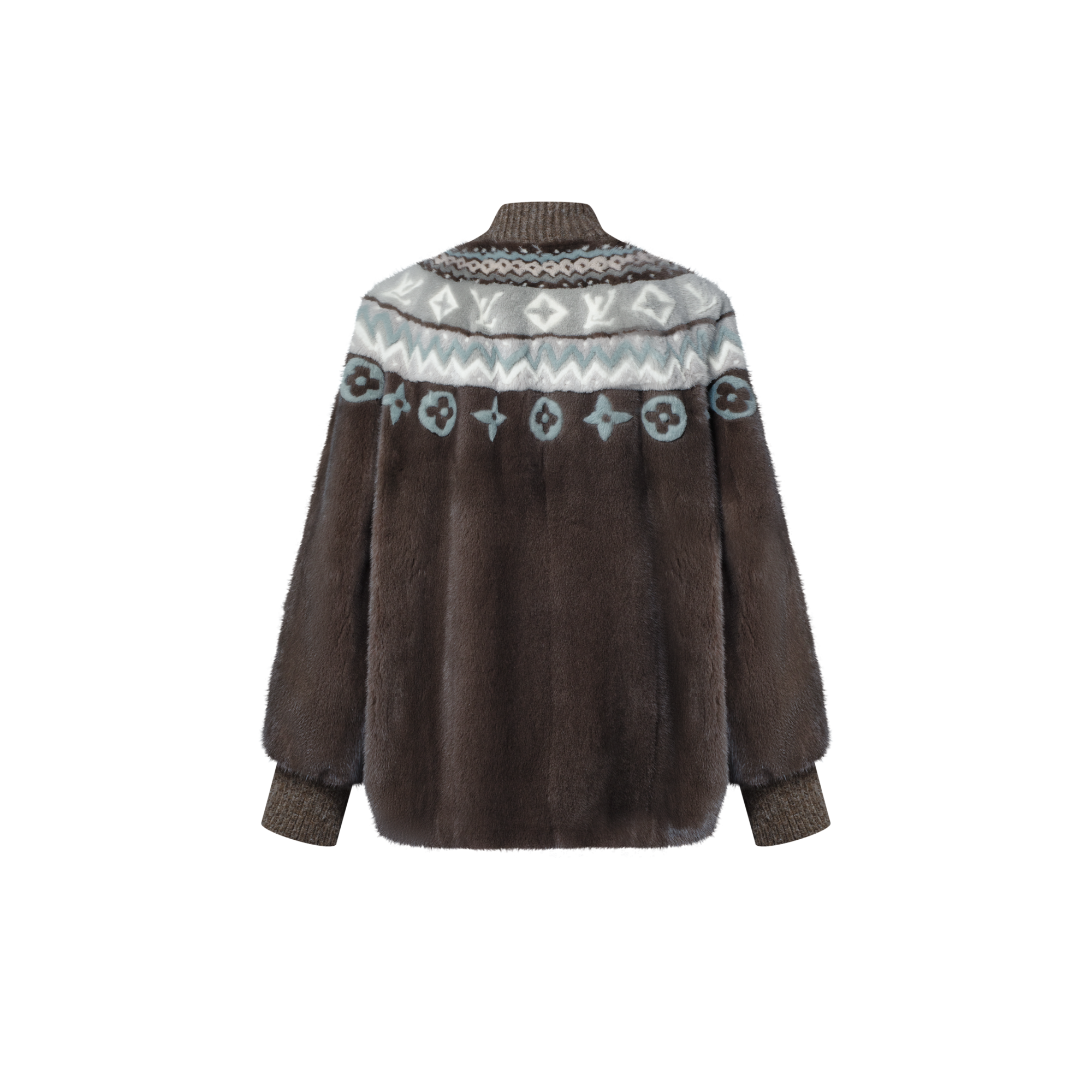 Mink Intarsia Chalet Bomber Jacket  in Women