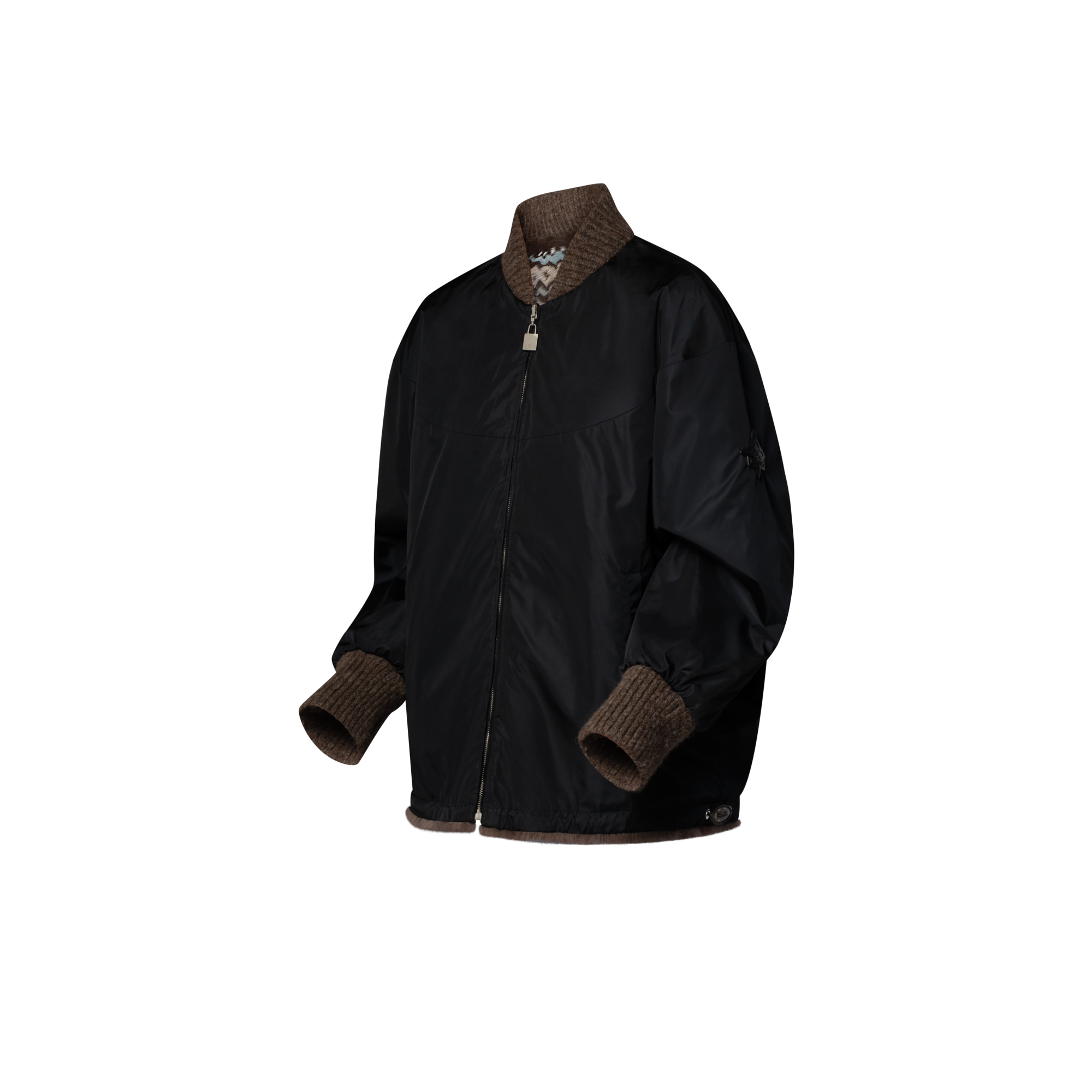 Mink Intarsia Chalet Bomber Jacket  in Women