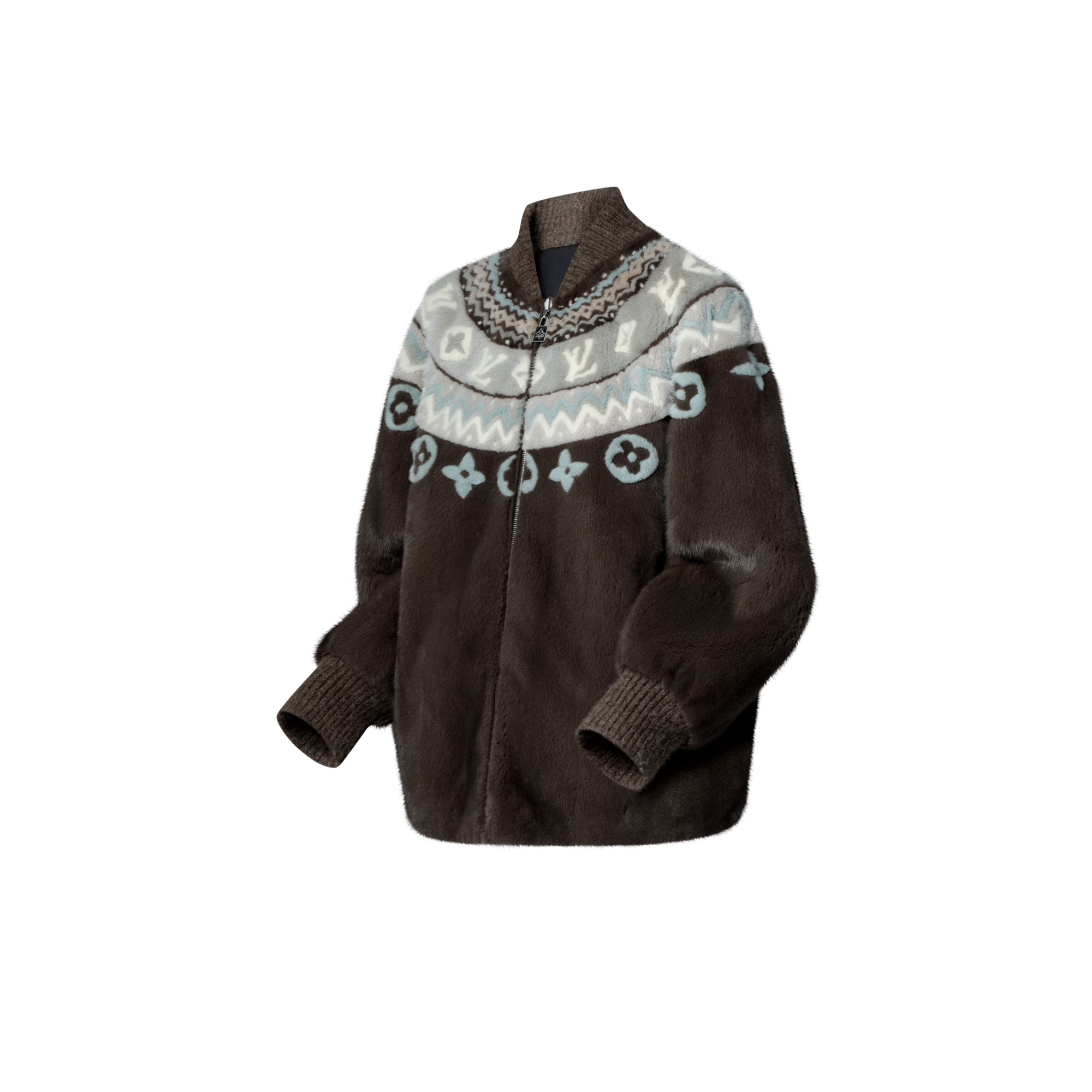 Mink Intarsia Chalet Bomber Jacket  in Women