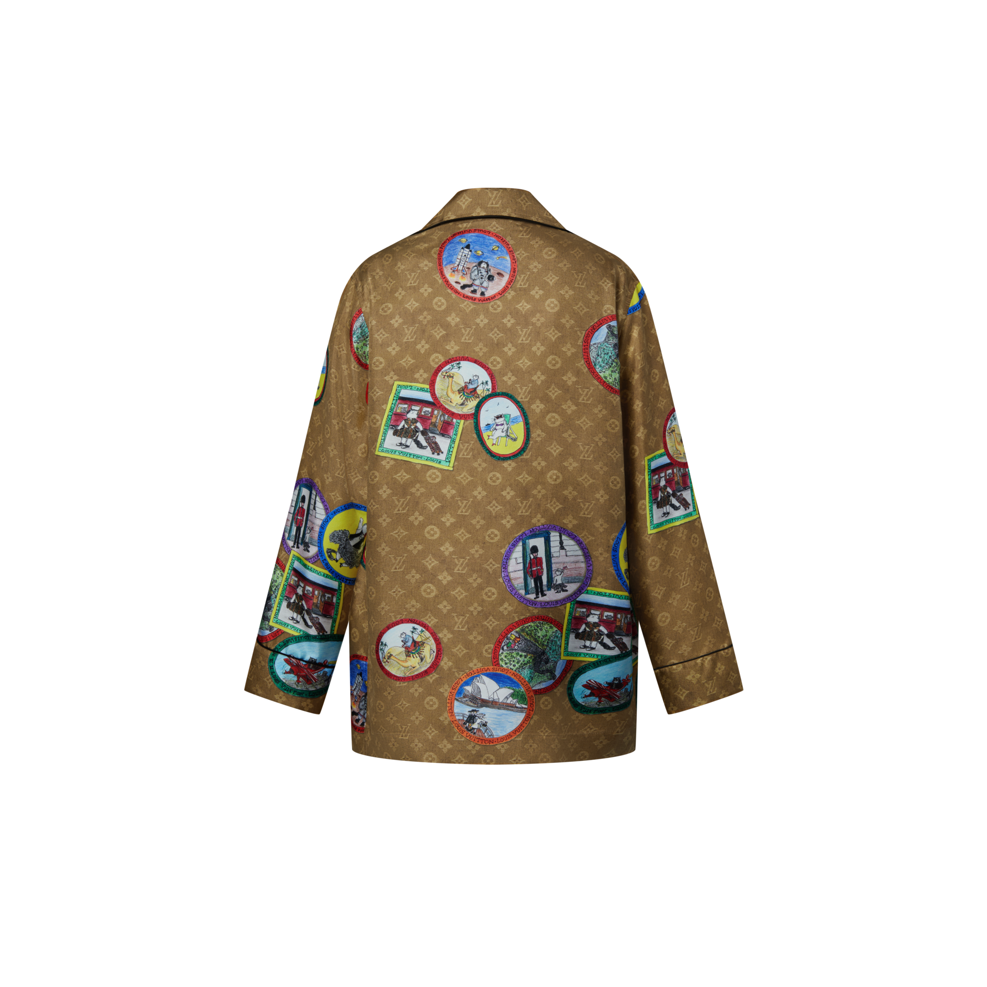 Monogram Cat Stamp Pajama Shirt  in Women