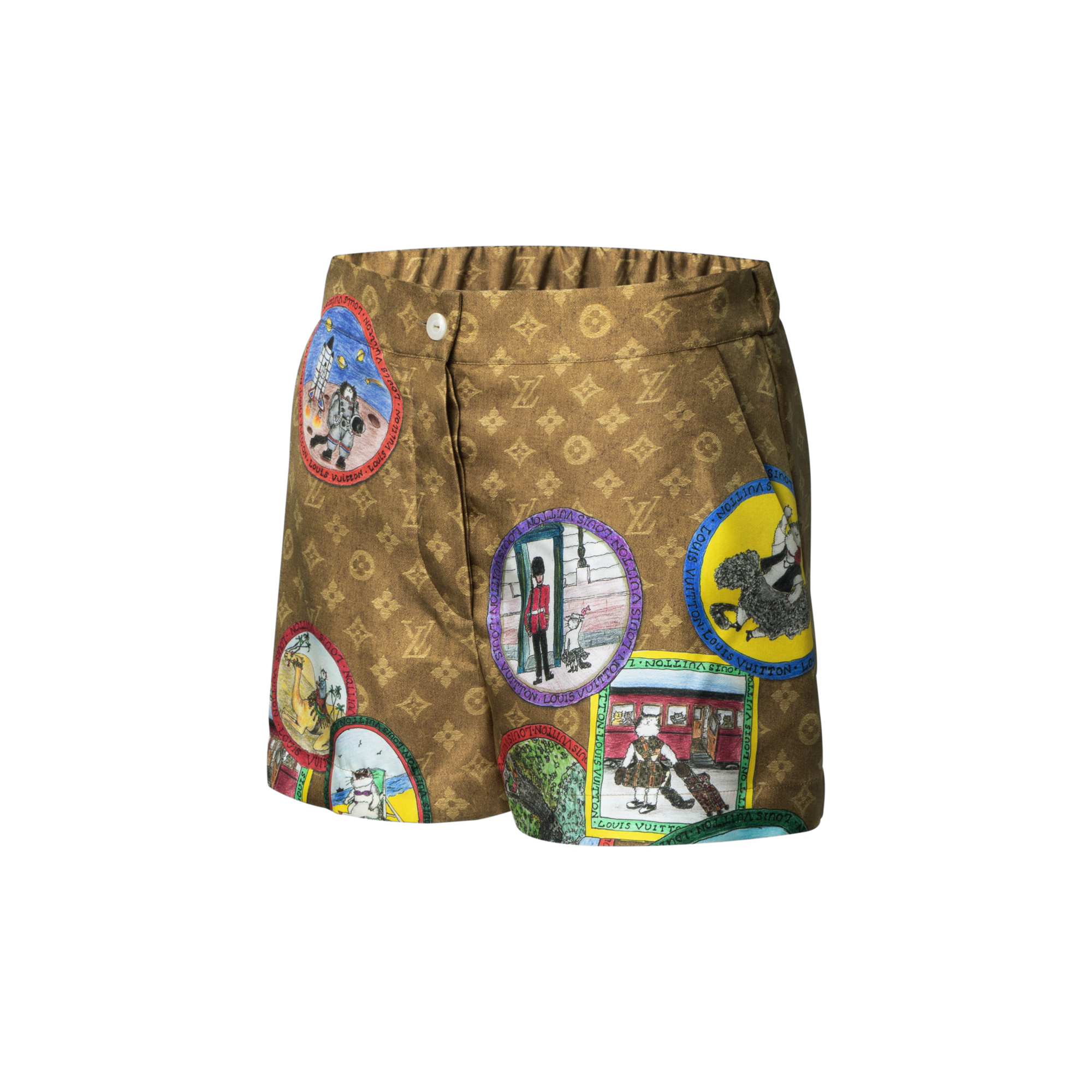 Monogram Cat Stamp Shorts  in Women