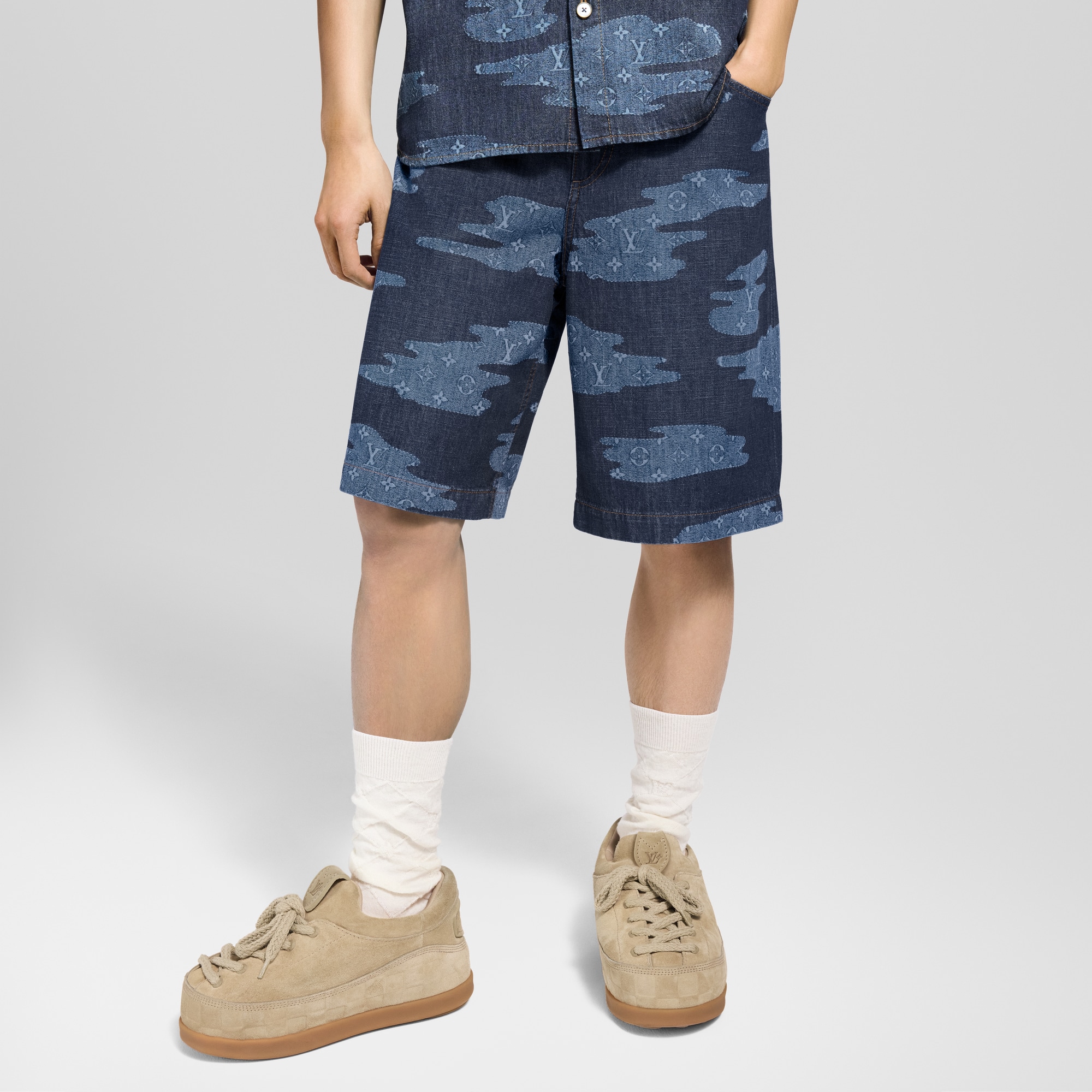 Monogram Chambray Shorts  in Men