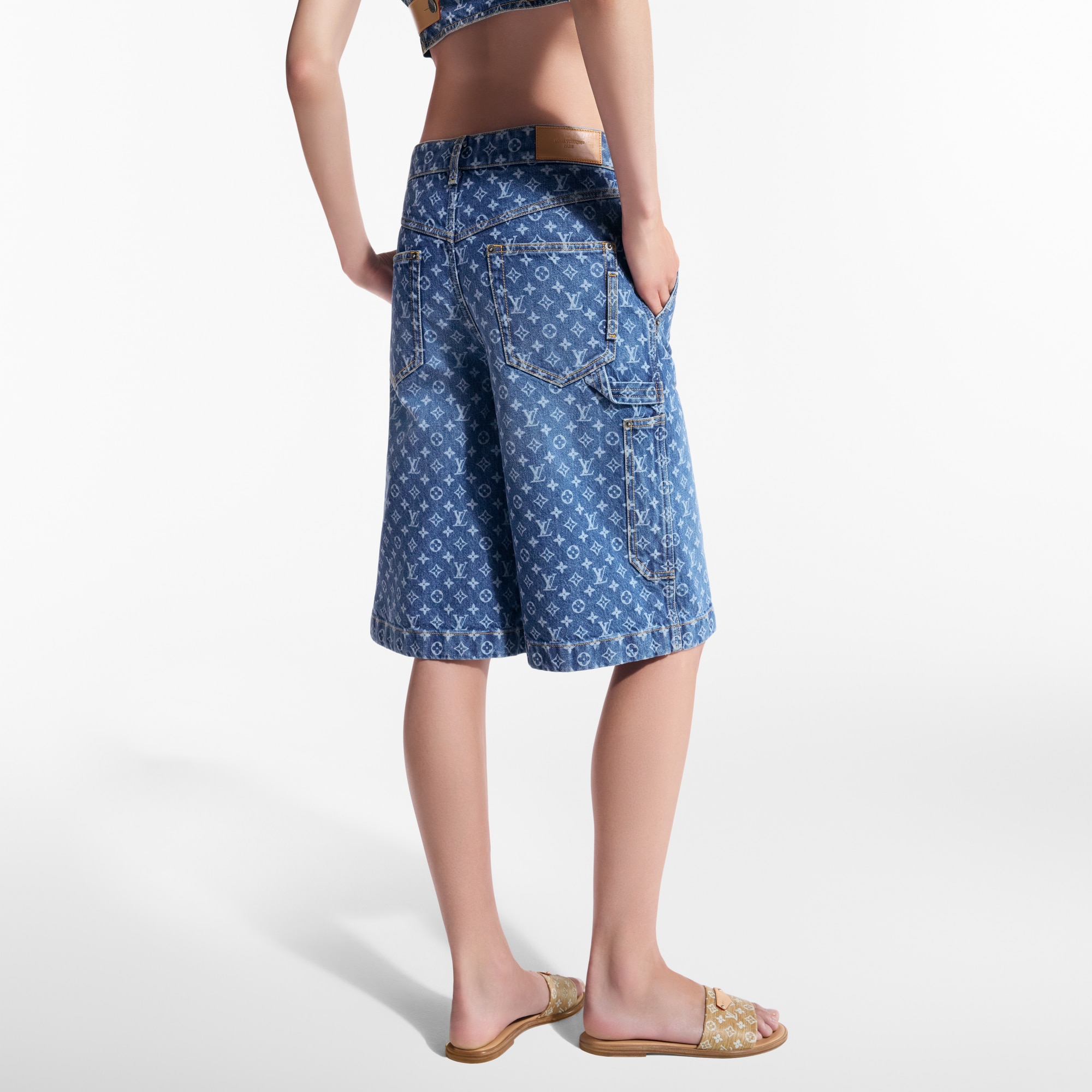 Monogram Denim Bermuda Shorts   in Women