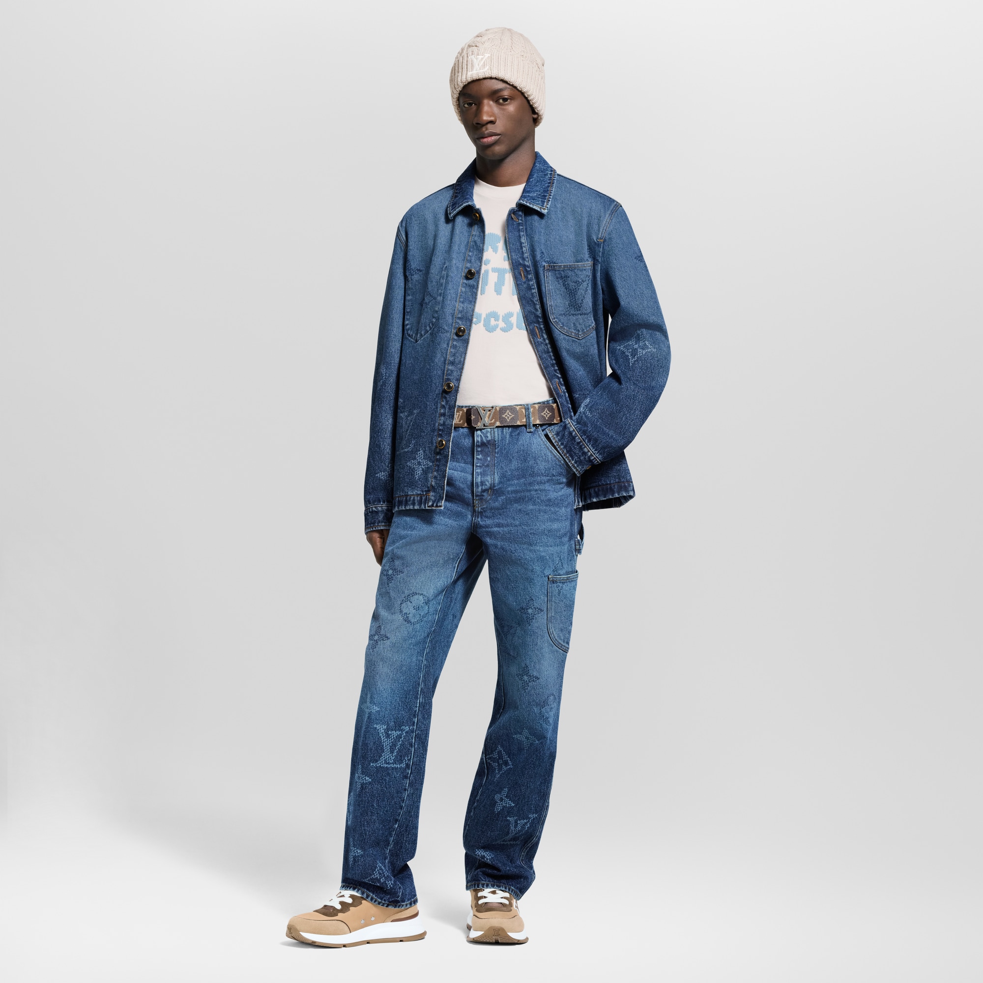 Monogram Denim Workwear Pants  in Men