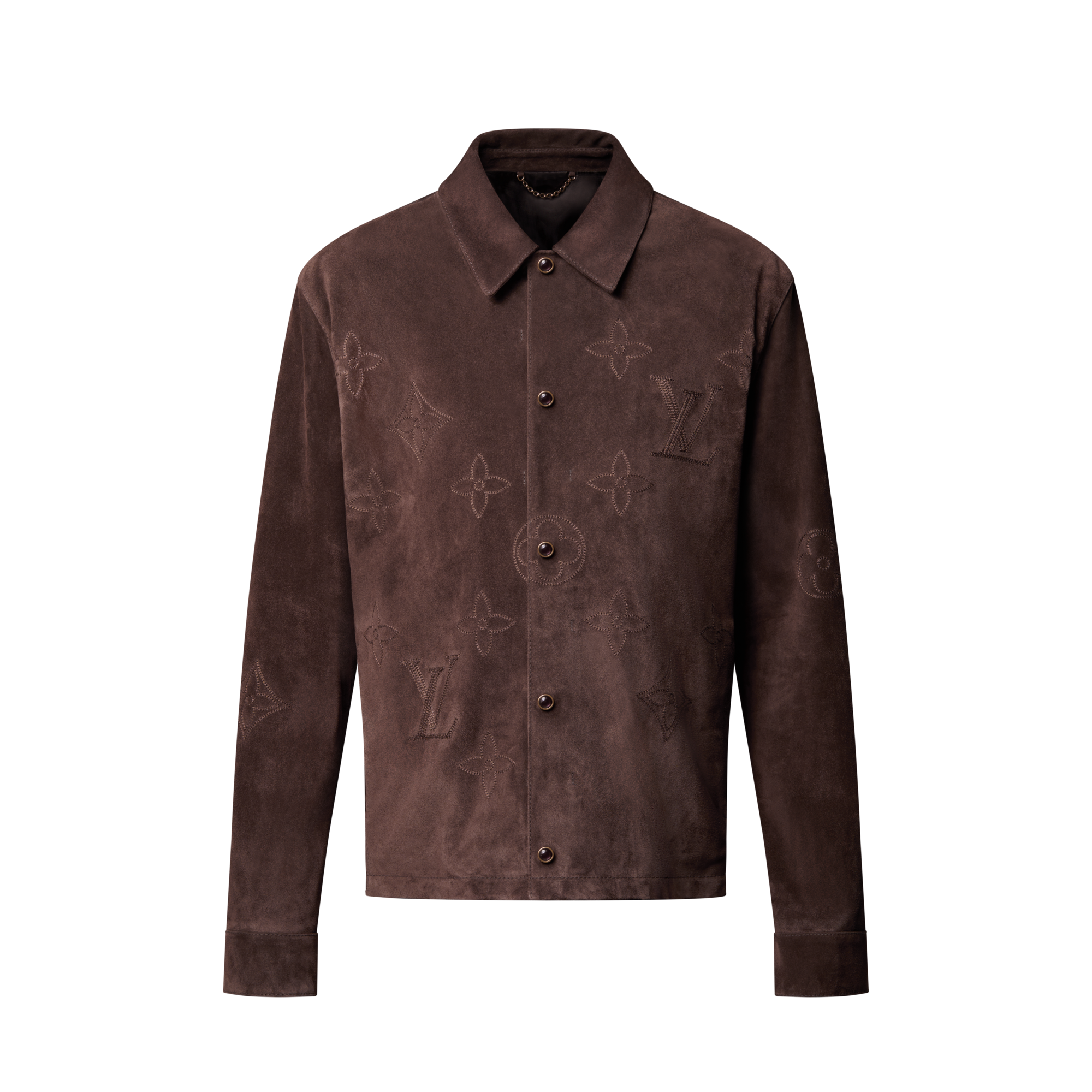 Monogram Embroidered Suede Overshirt  in Men