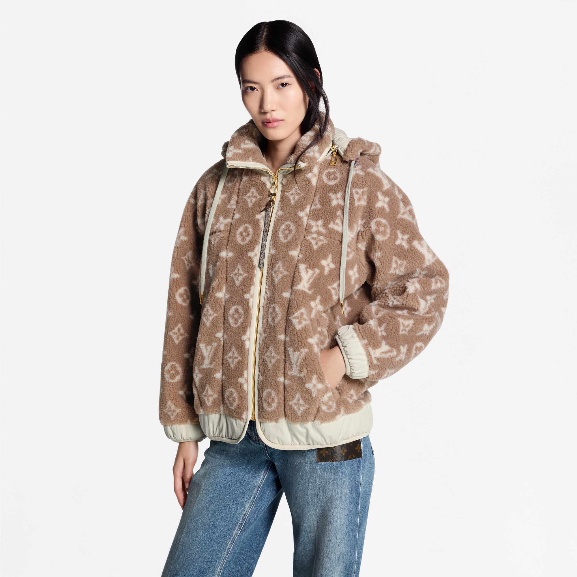 Monogram Fleece Hooded Jacket  in Women