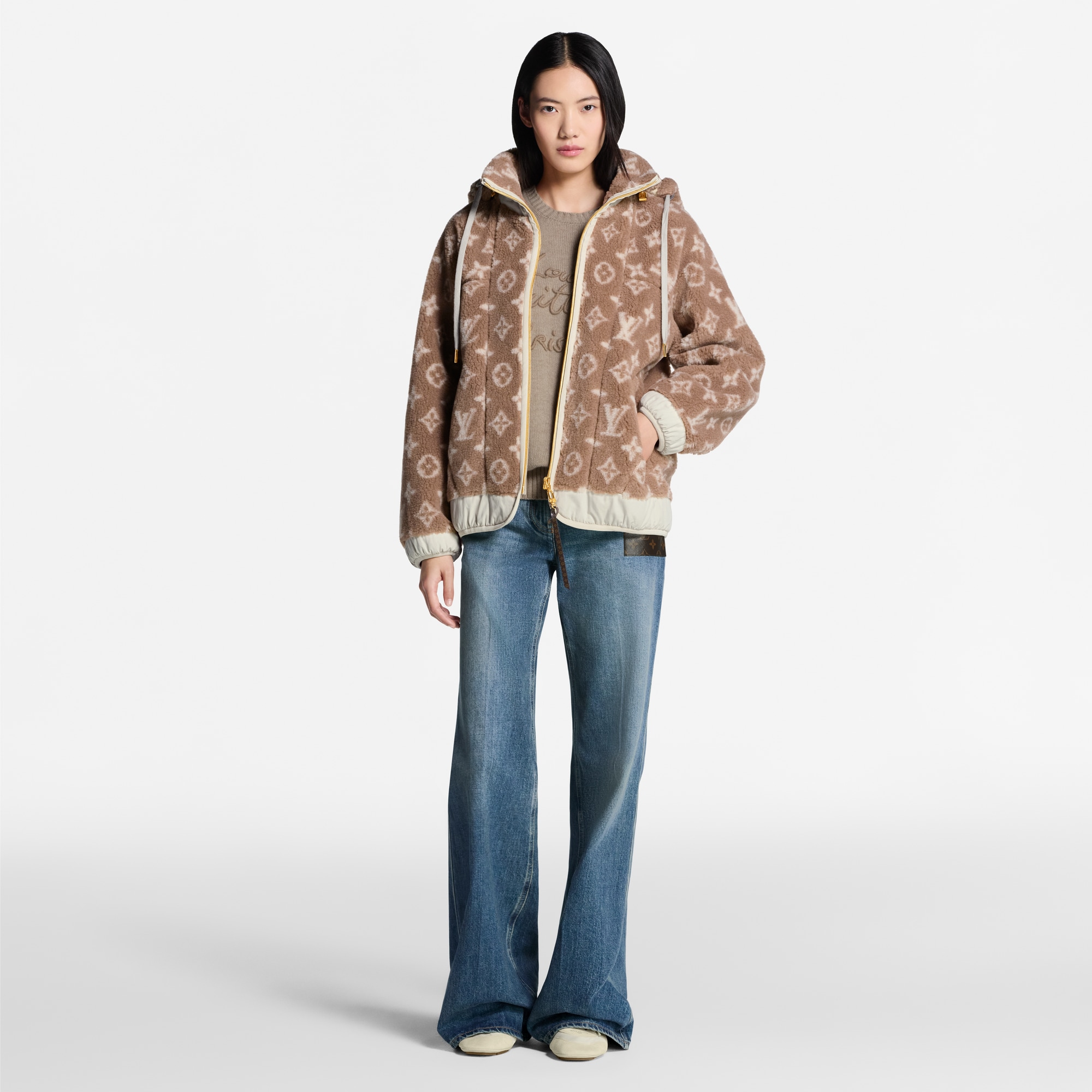 Monogram Fleece Hooded Jacket  in Women