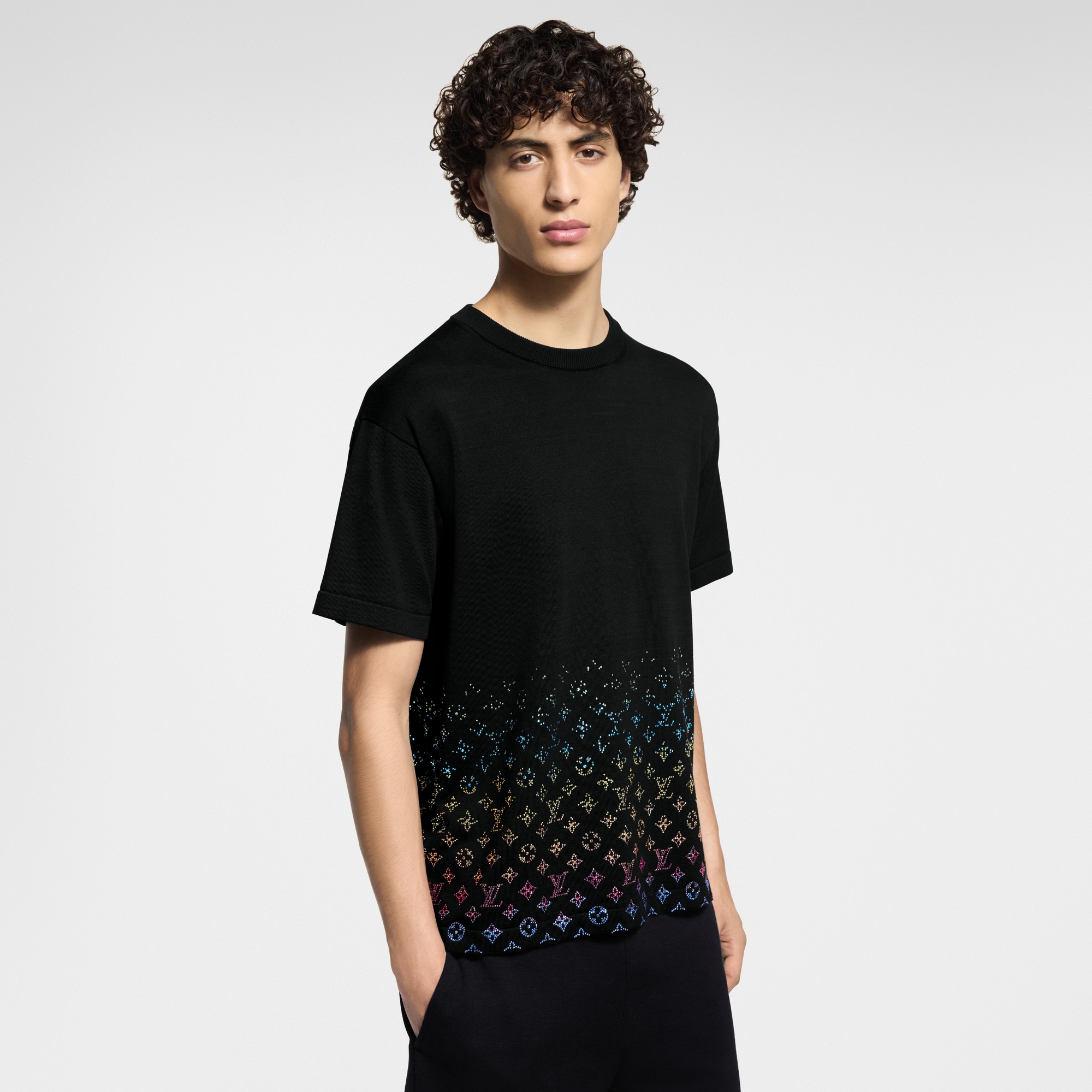 Monogram Gradient Embellished Short-Sleeved Crewneck  in Men