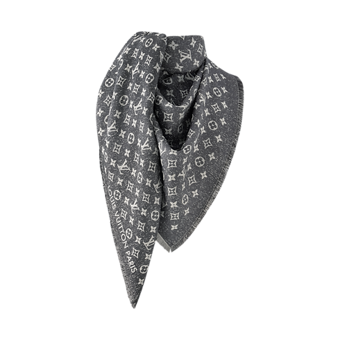 Monogram Jacquard Denim Shawl . in Women's Accessories Shawls and Stoles collections by Louis Vuitton (Product zoom)