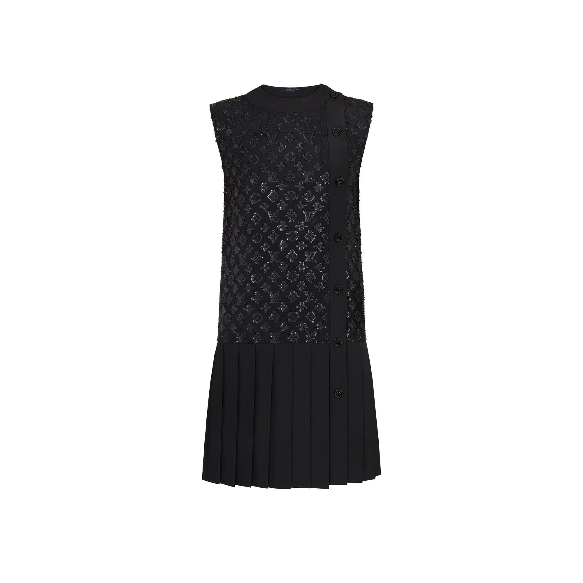 black straight cut dress