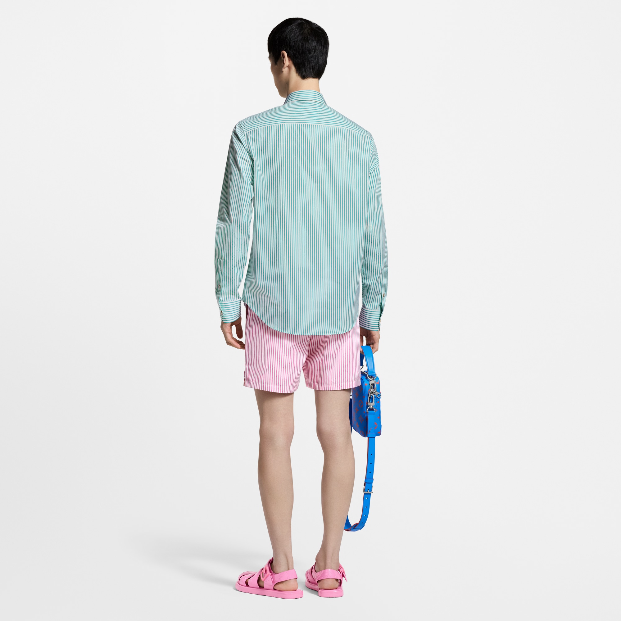 Monogram Striped Casual Shorts  in Men