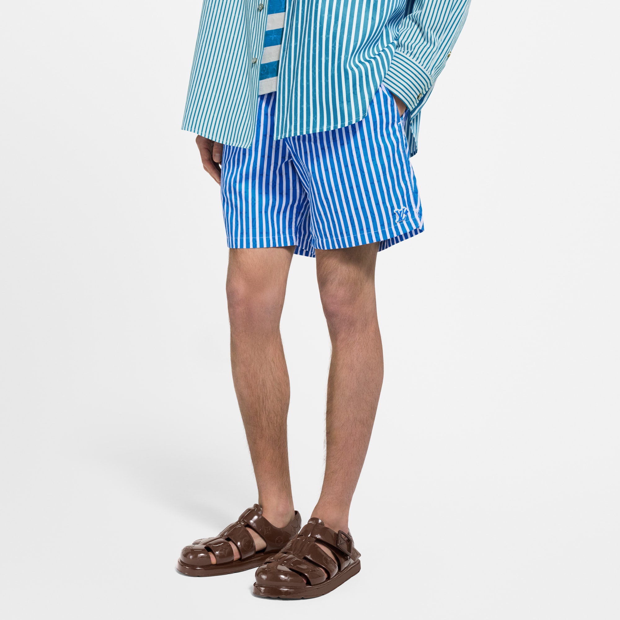 Monogram Striped Swim Shorts  in Men