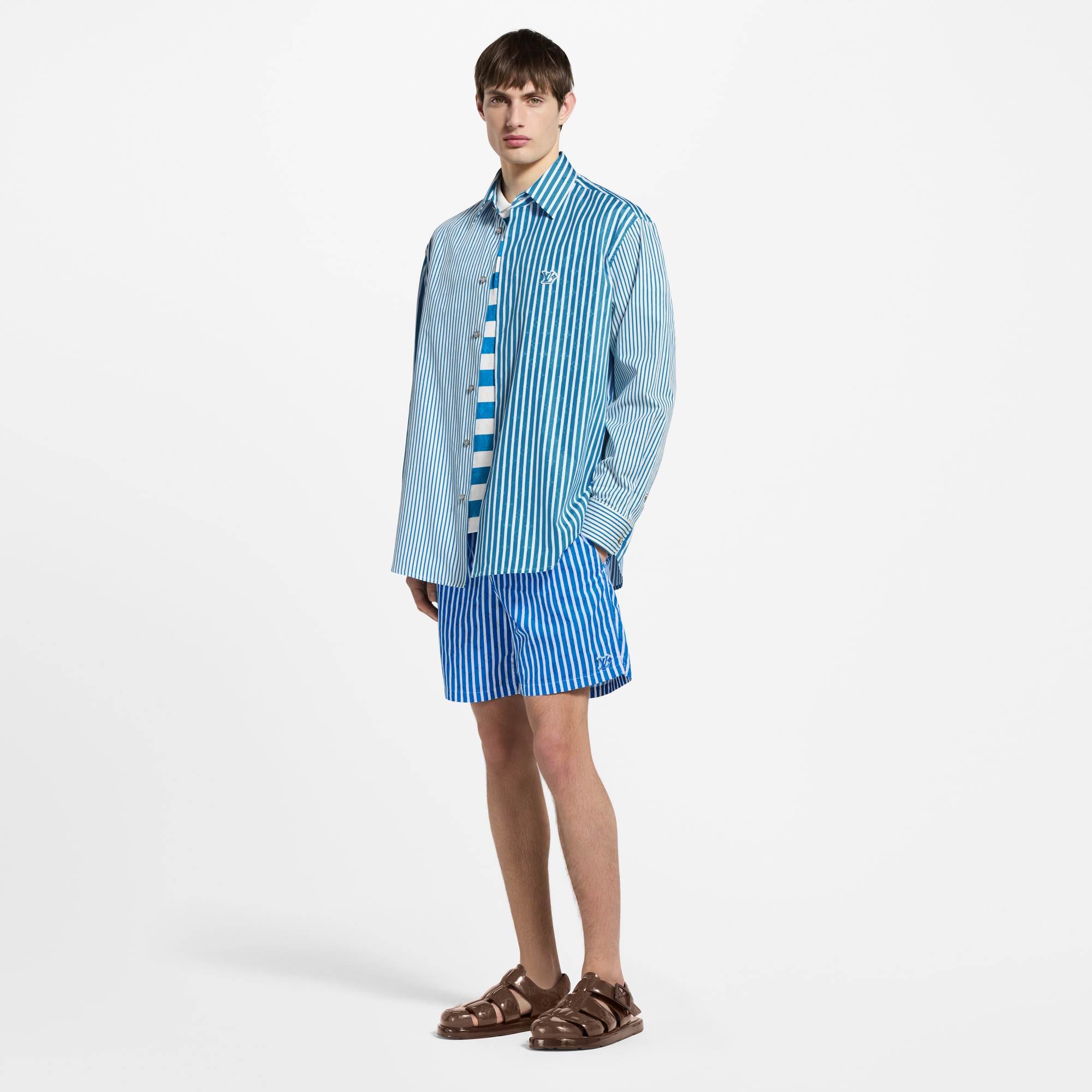 Monogram Striped Swim Shorts  in Men