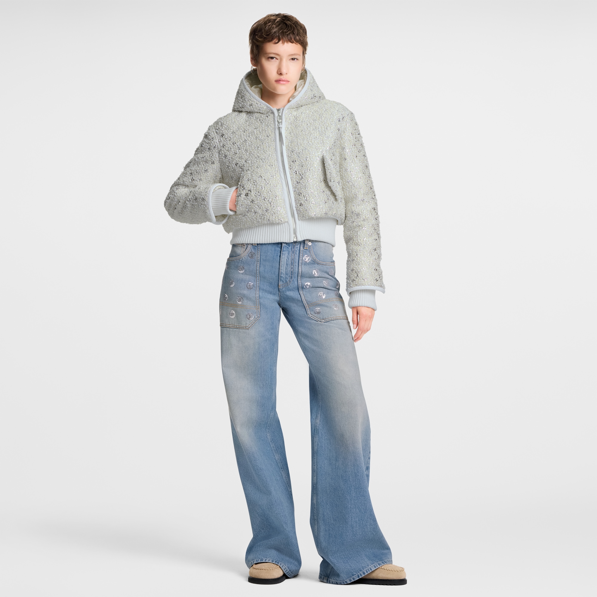 Monogram Tweed Cropped Jacket  in Women