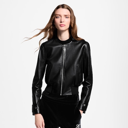 Nanogram Accent Leather Bomber Jacket in Women's Ready-to-Wear Coats and Jackets collections by Louis Vuitton (Product zoom)
