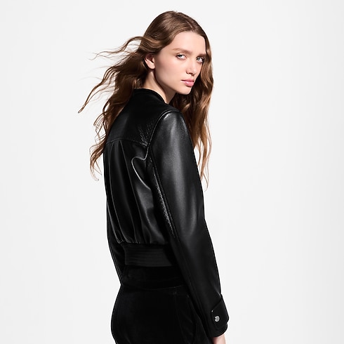 Nanogram Accent Leather Bomber Jacket in Women's Ready-to-Wear Coats and Jackets collections by Louis Vuitton (Product zoom)