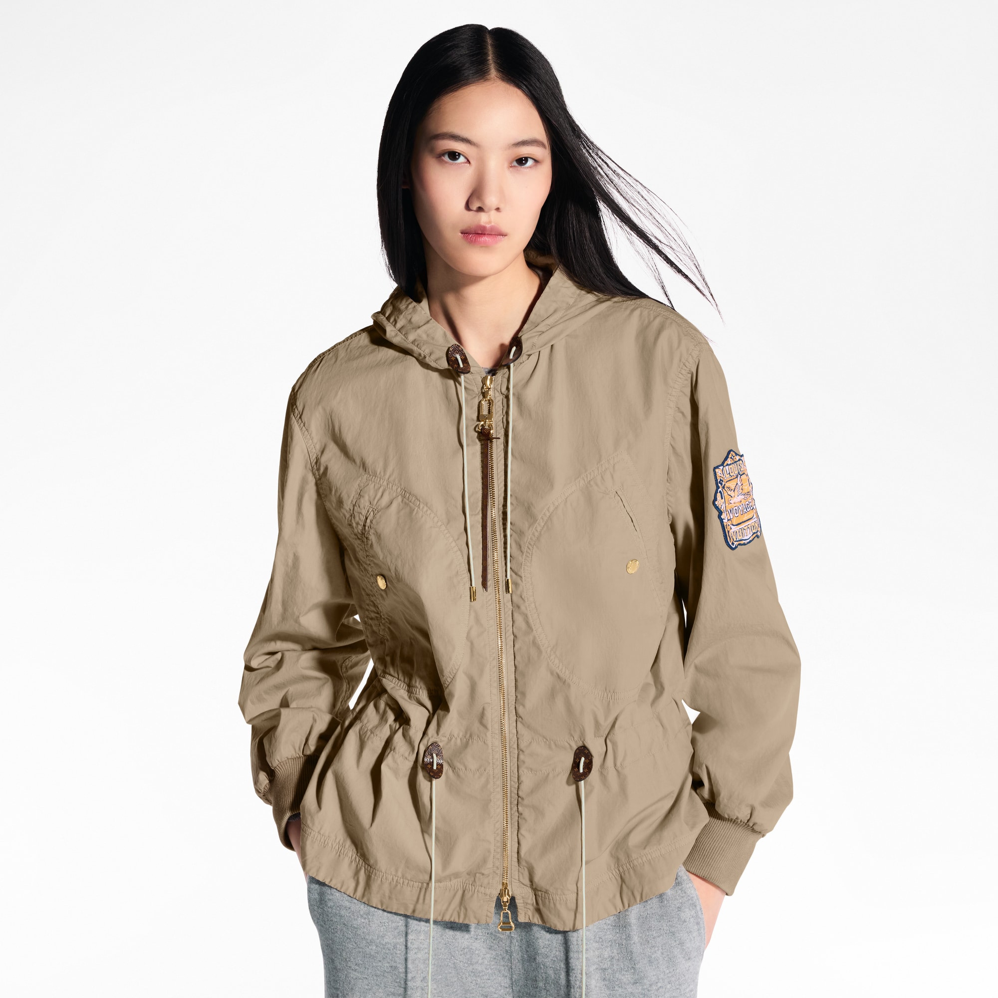 Peach-Effect Peplum Parka  in Women