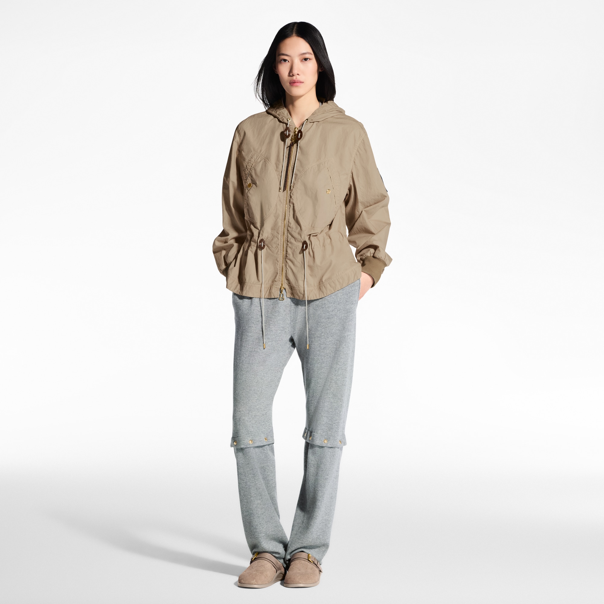 Peach-Effect Peplum Parka  in Women