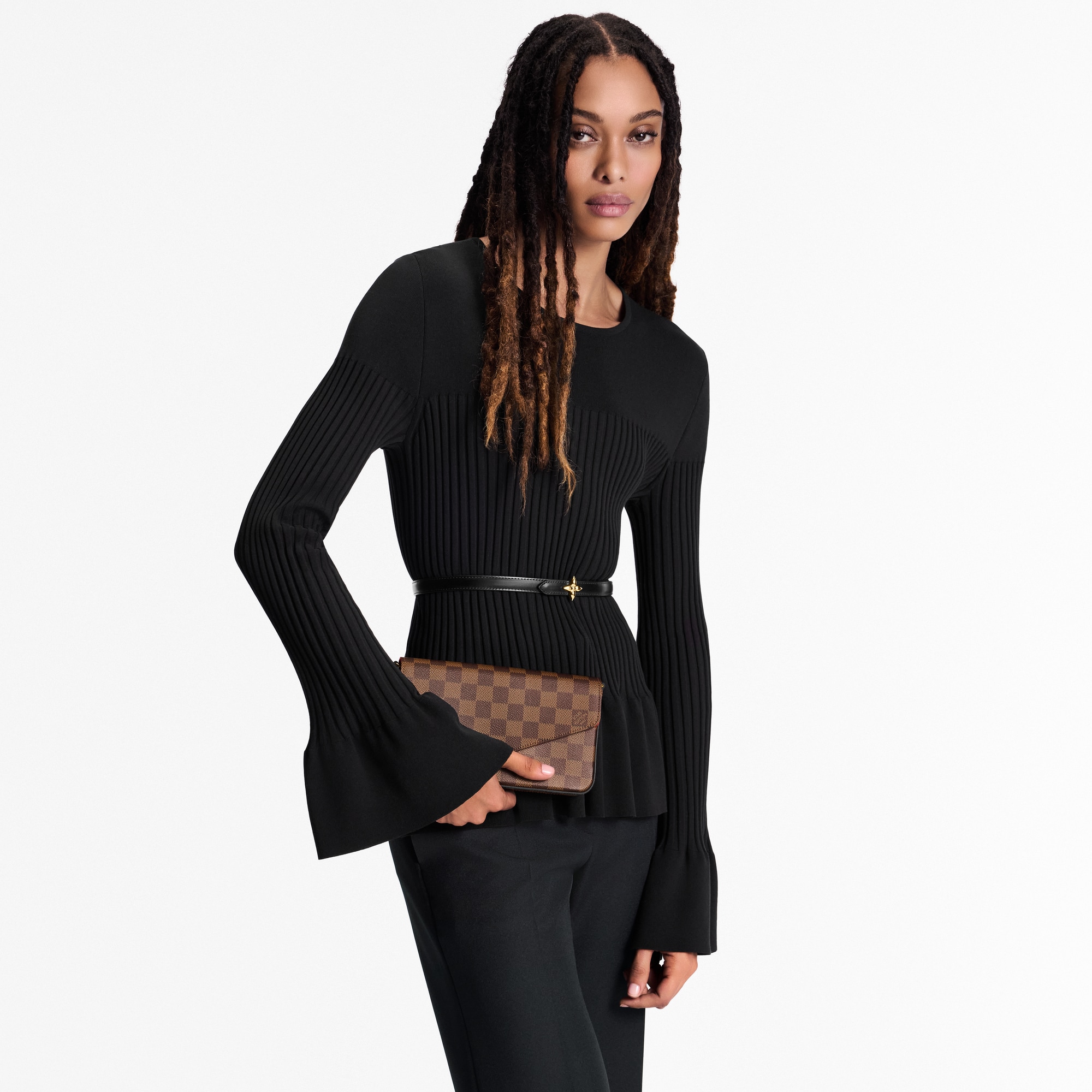 Pochette Félicie Damier Ebène Canvas in Women