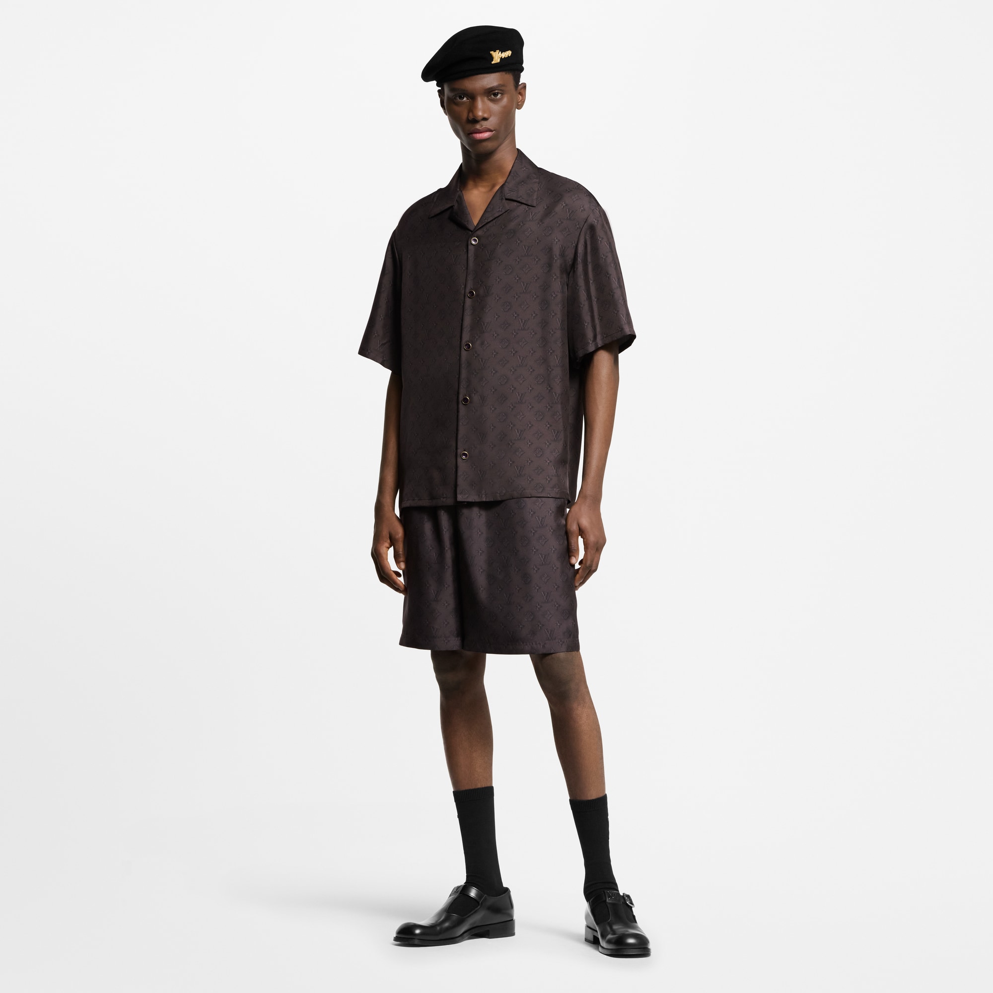 Printed Monogram Silk Shorts  in Men