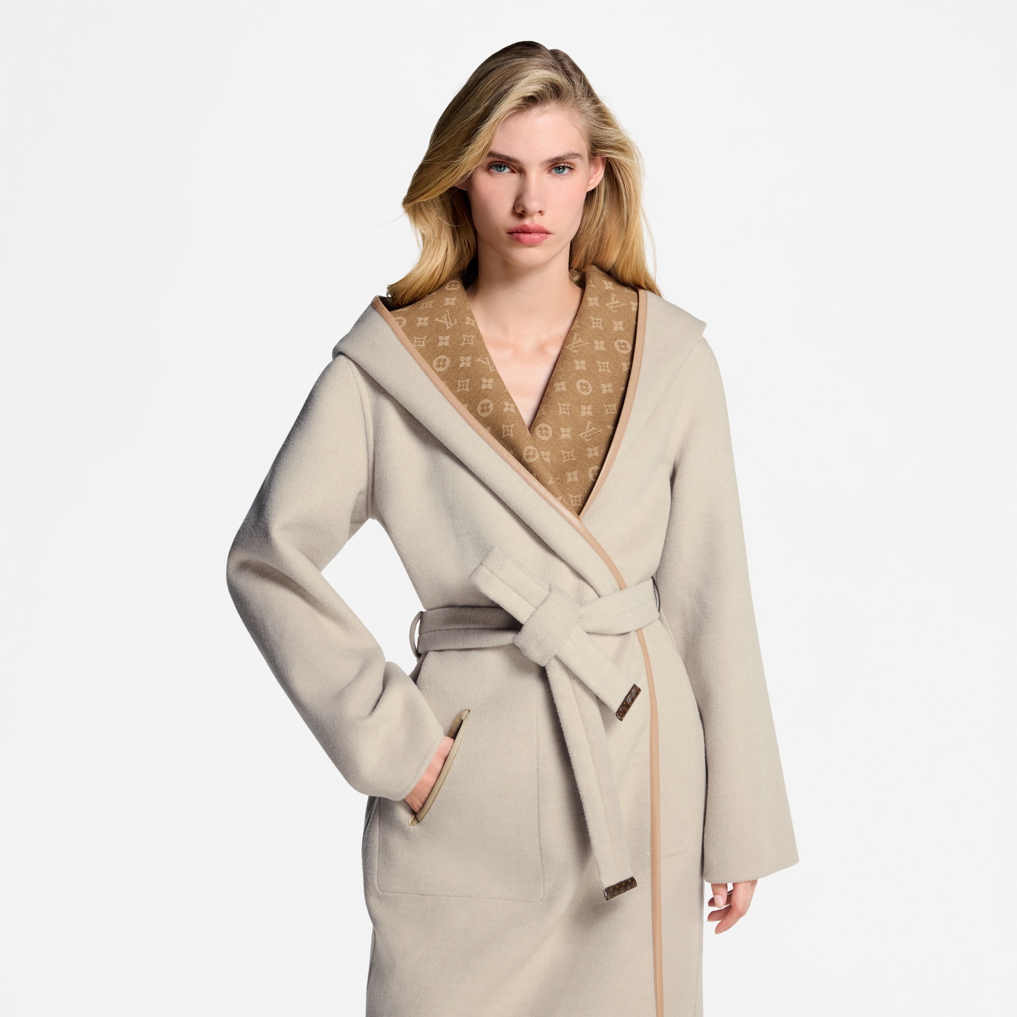 Reversible Signature Hooded Wrap Coat  in Women