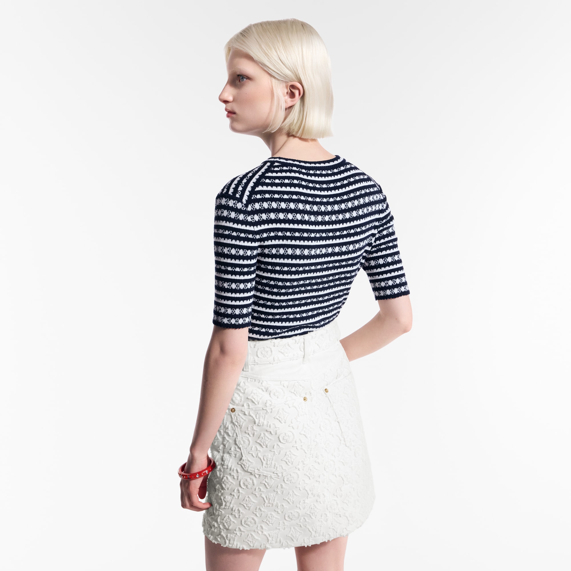 Scallop Stripe Knit Top   in Women