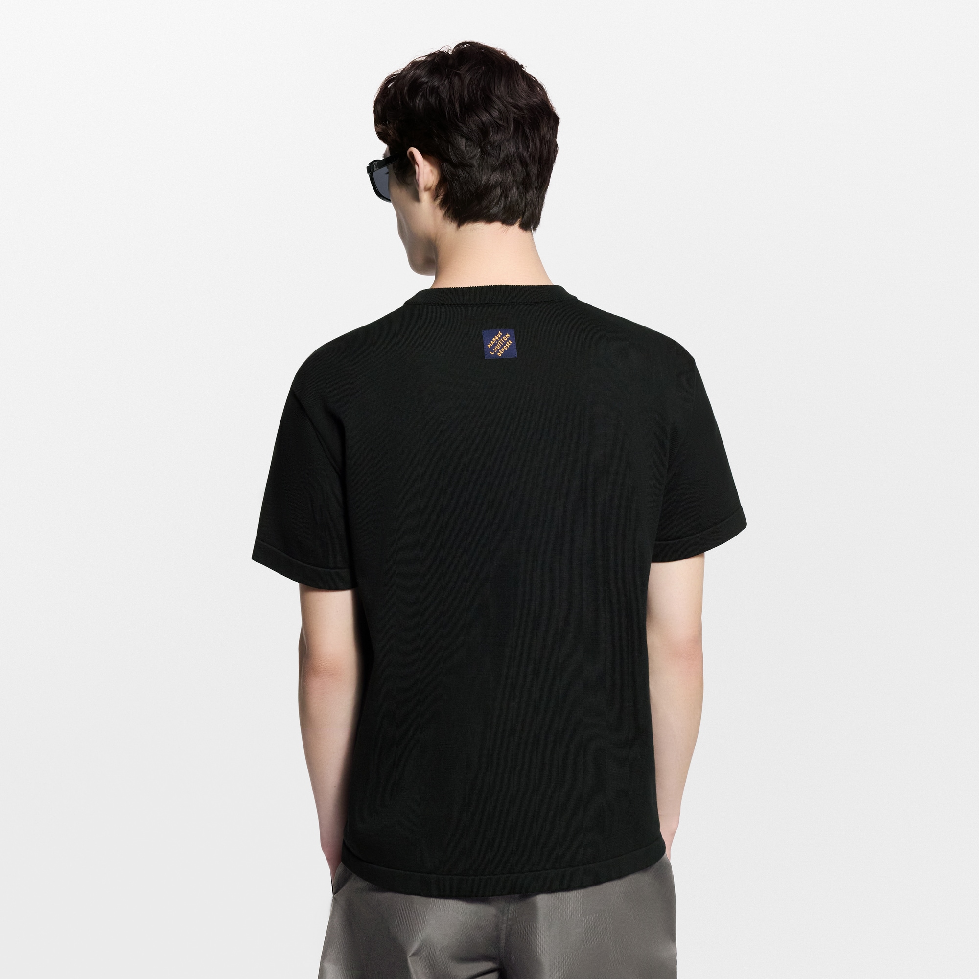 Short-Sleeved Intarsia Crewneck  in Men