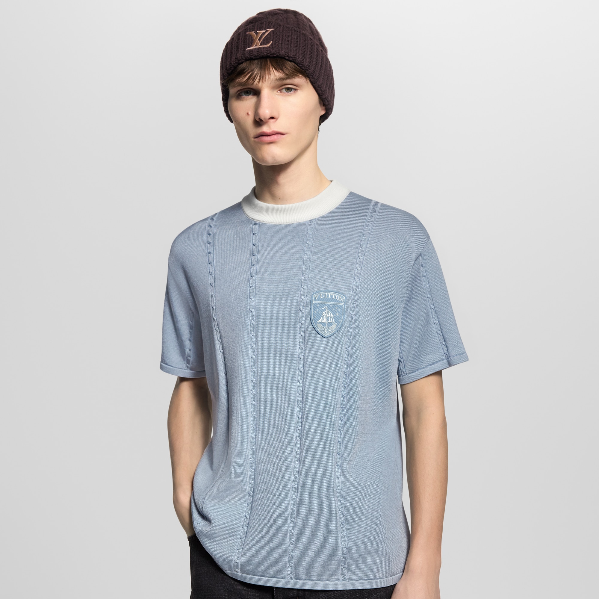 Silk-Cotton Short-Sleeved Crewneck  in Men