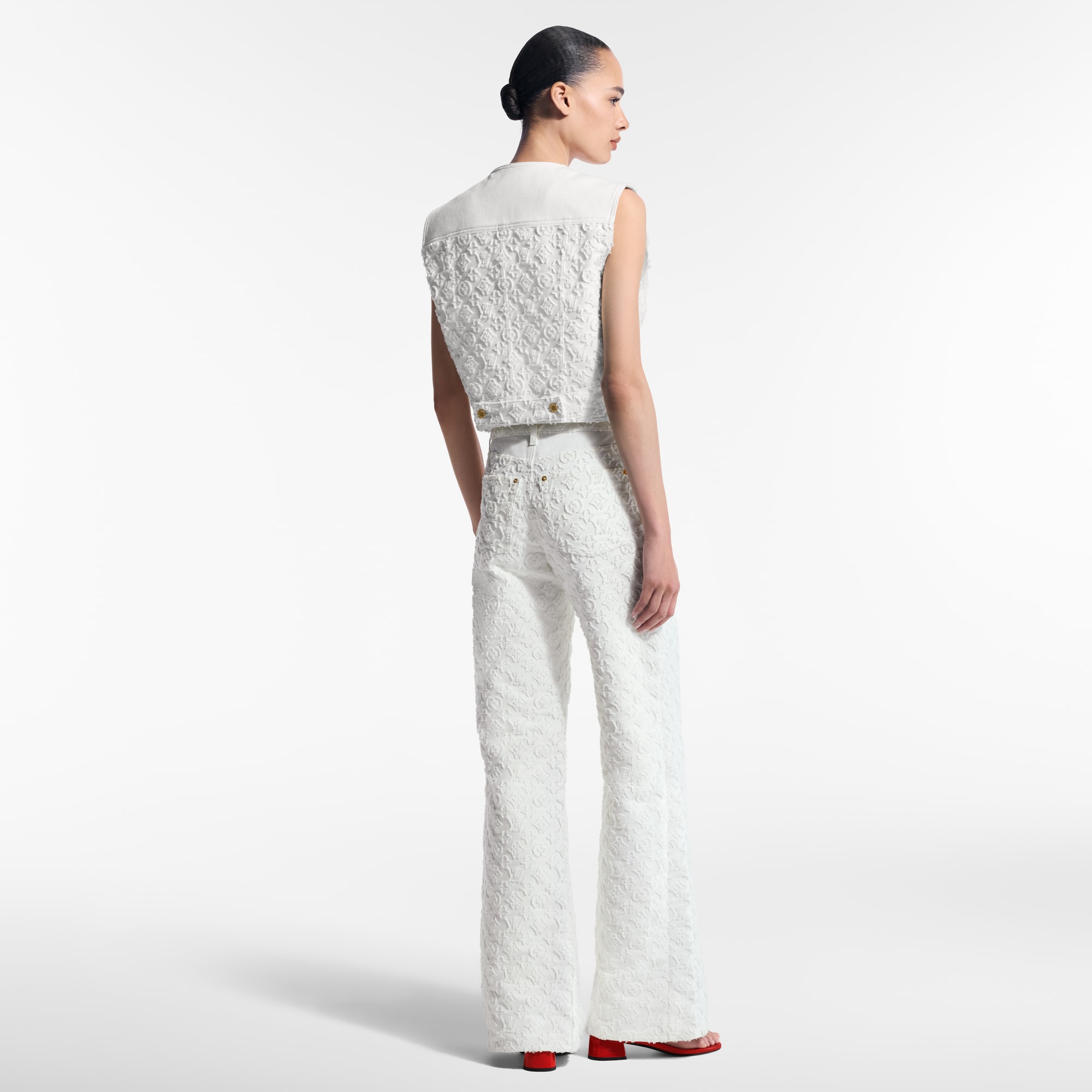 Sleeveless Monogram Fil Coupé Denim Jacket   in Women