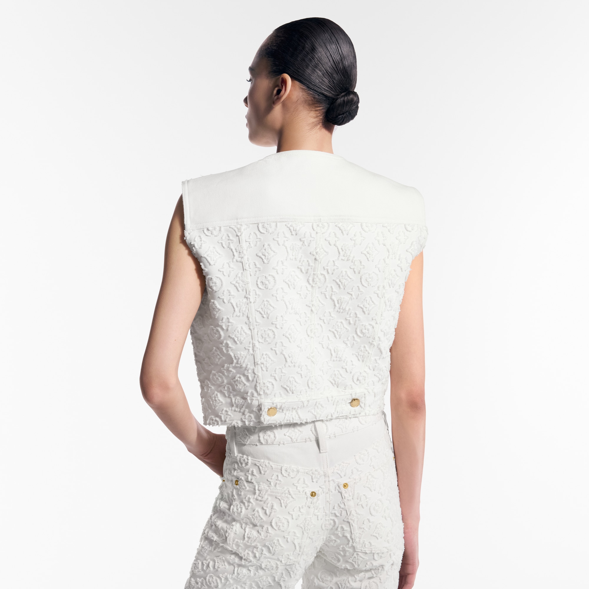 Sleeveless Monogram Fil Coupé Denim Jacket   in Women