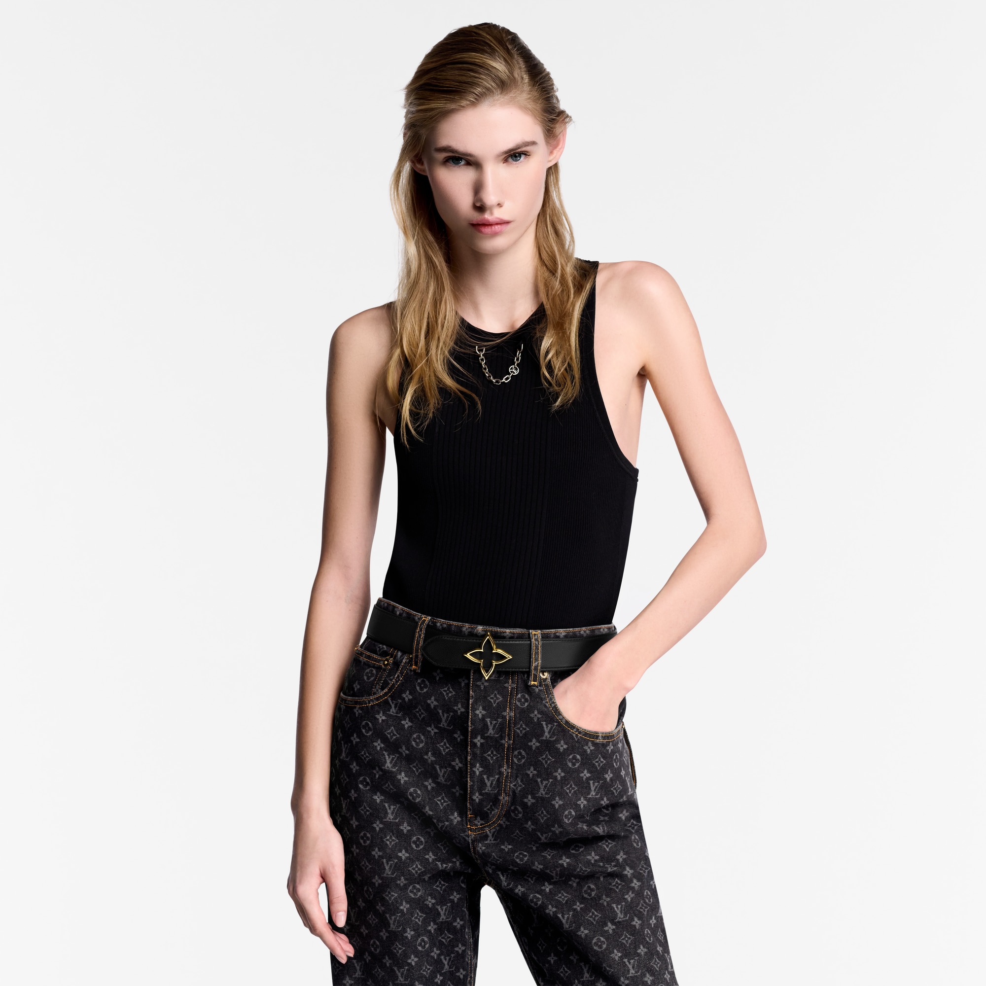 Slim Flower 35mm Reversible Belt Monogram Canvas in Women