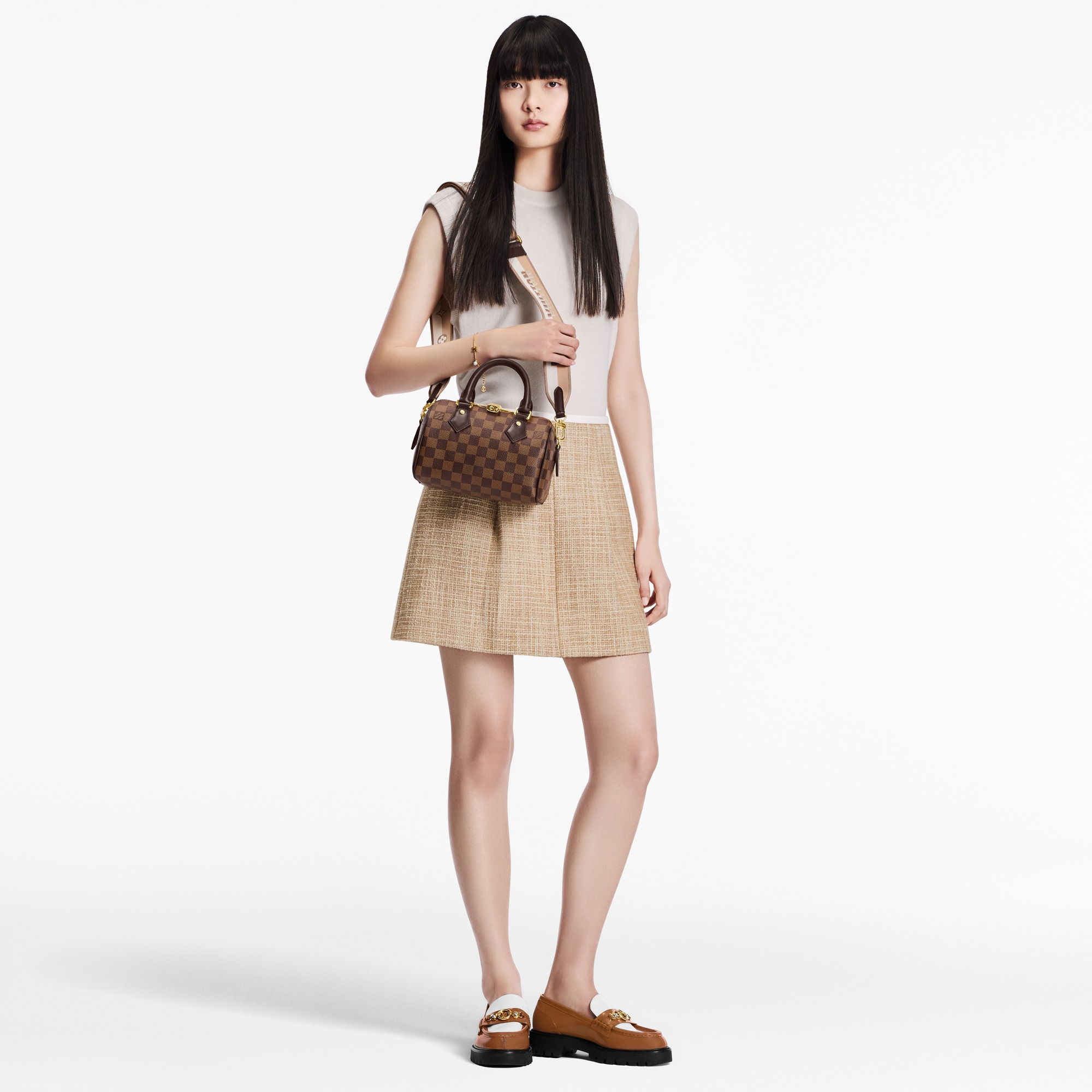 Speedy Bandoulière 20 Damier Ebène Canvas in Women