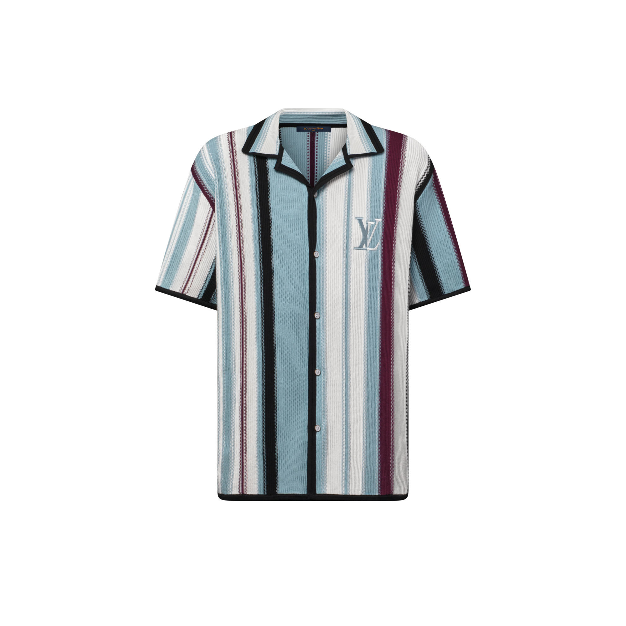 Striped Crochet Short-Sleeved Shirt  in Men