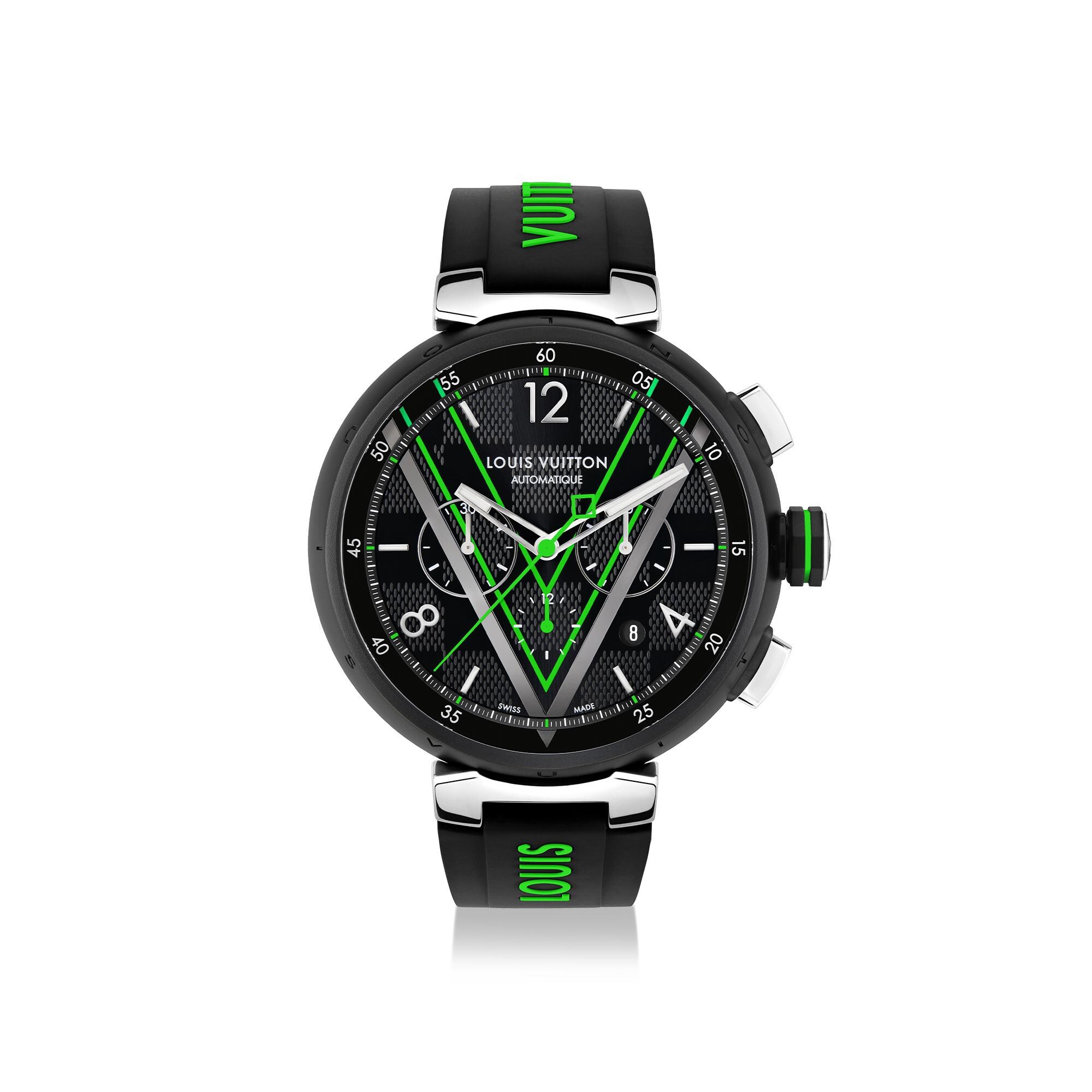 Tambour Damier Graphite Race Chronograph - Watches and Jewellery | LOUIS  VUITTON