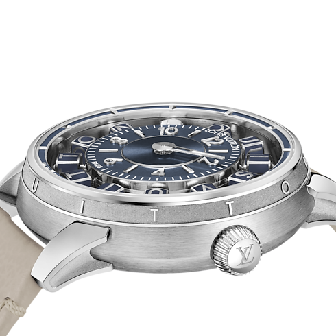 Tambour Spin Time Air, Automatic, 42.5mm, White gold in Watches's All Watches } collections by Louis Vuitton (Product zoom)