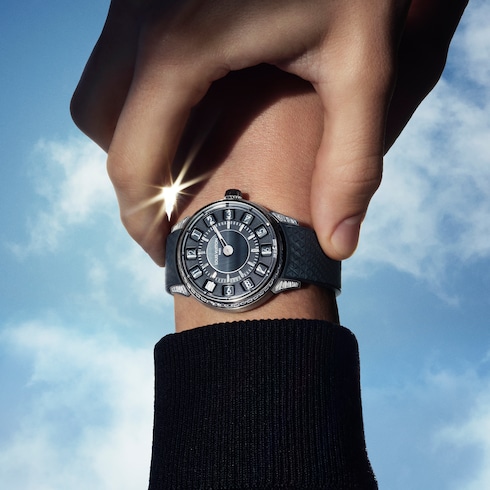 Tambour Spin Time, Automatic, 39.5mm, White gold, Hawk's eye and diamonds in Watches's All Watches } collections by Louis Vuitton