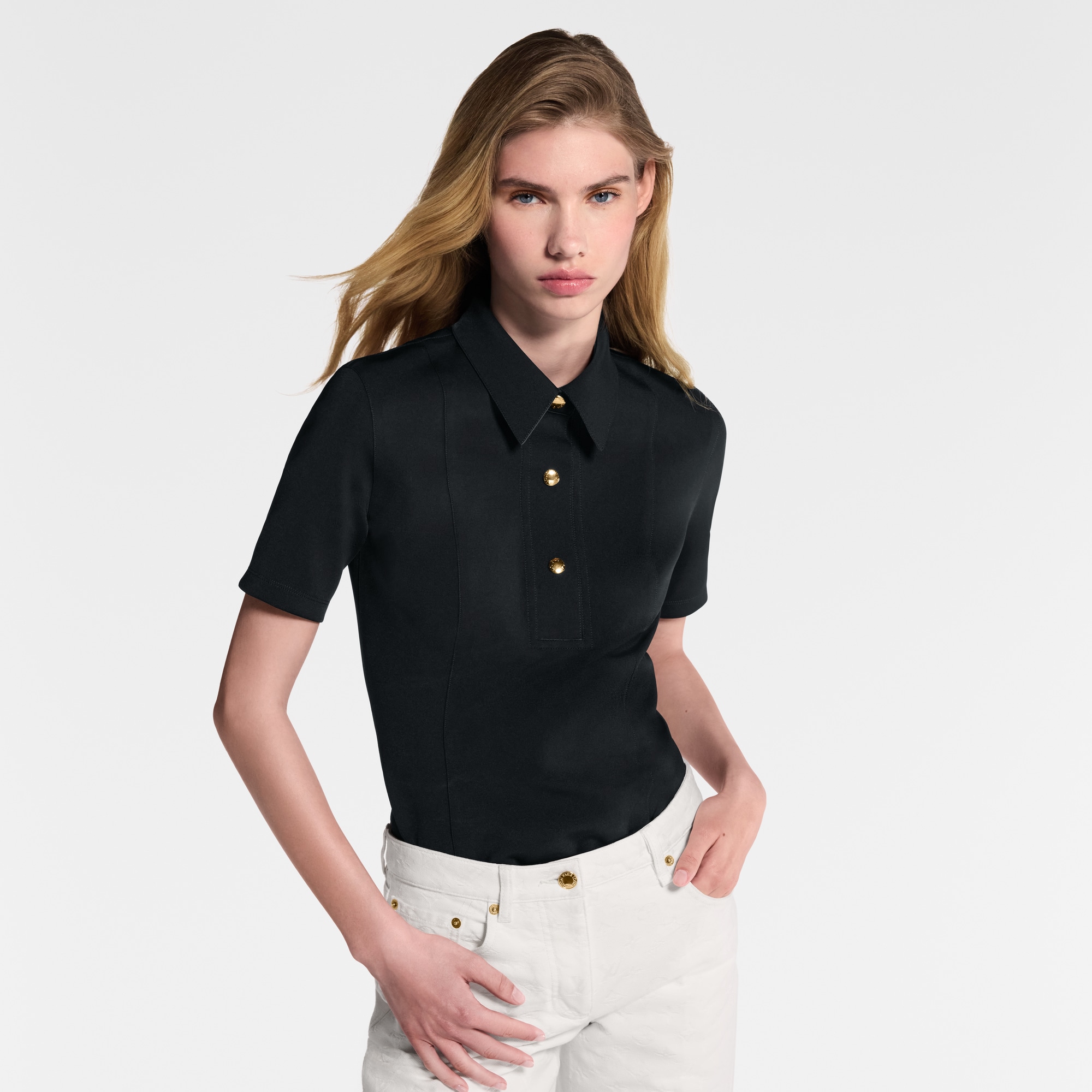 Technical Jersey Polo Top  in Women