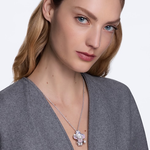 Vivienne Stars Pendant, White Gold, Moonstone, Lacquer, Diamonds and Colored Gemstones cropped view