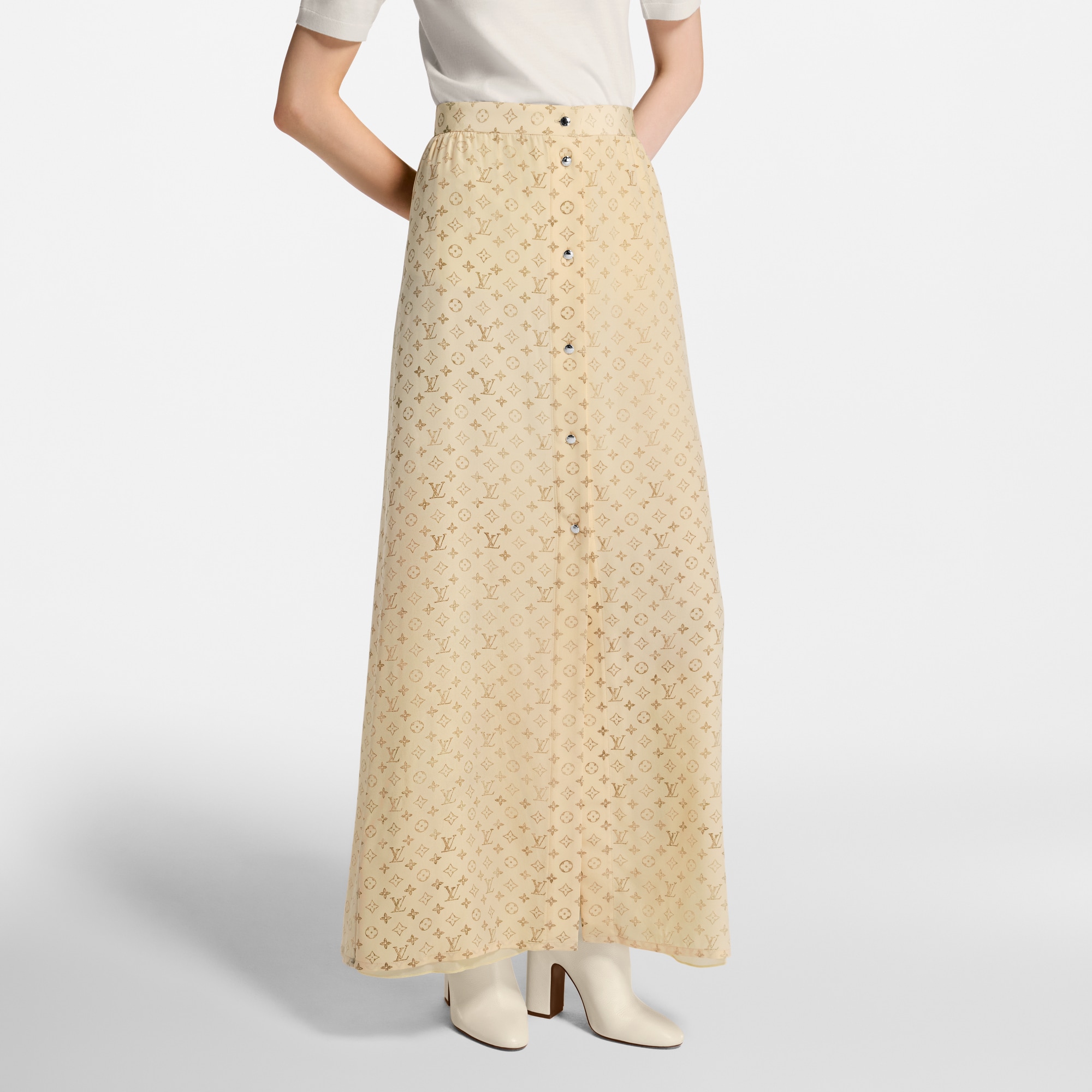 Washed Monogram Maxi Skirt  in Women