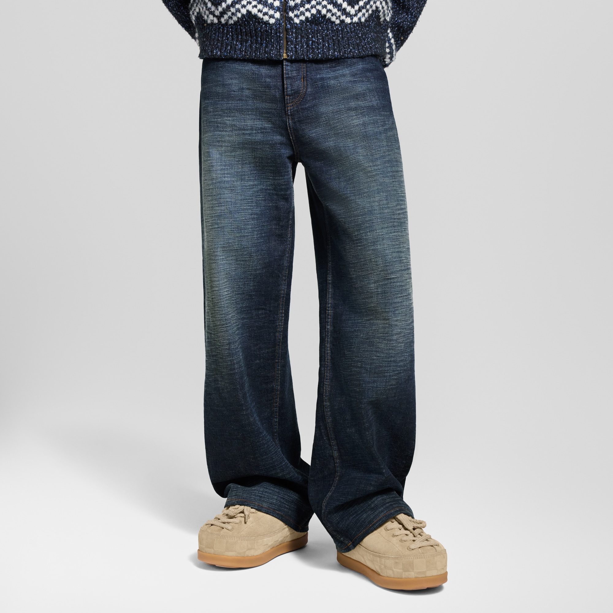 Wide Leg Denim Pants  in Men