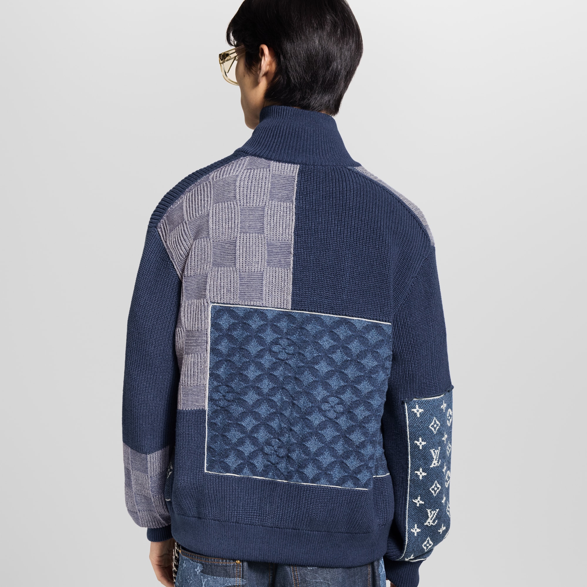Zip Up Patchwork Tracktop  in Men