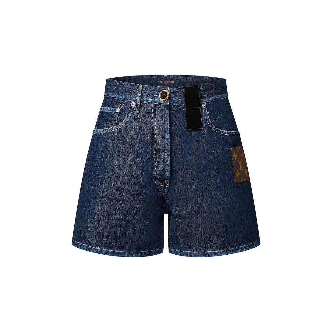 Monogram Patch Denim Shorts - Ready to 