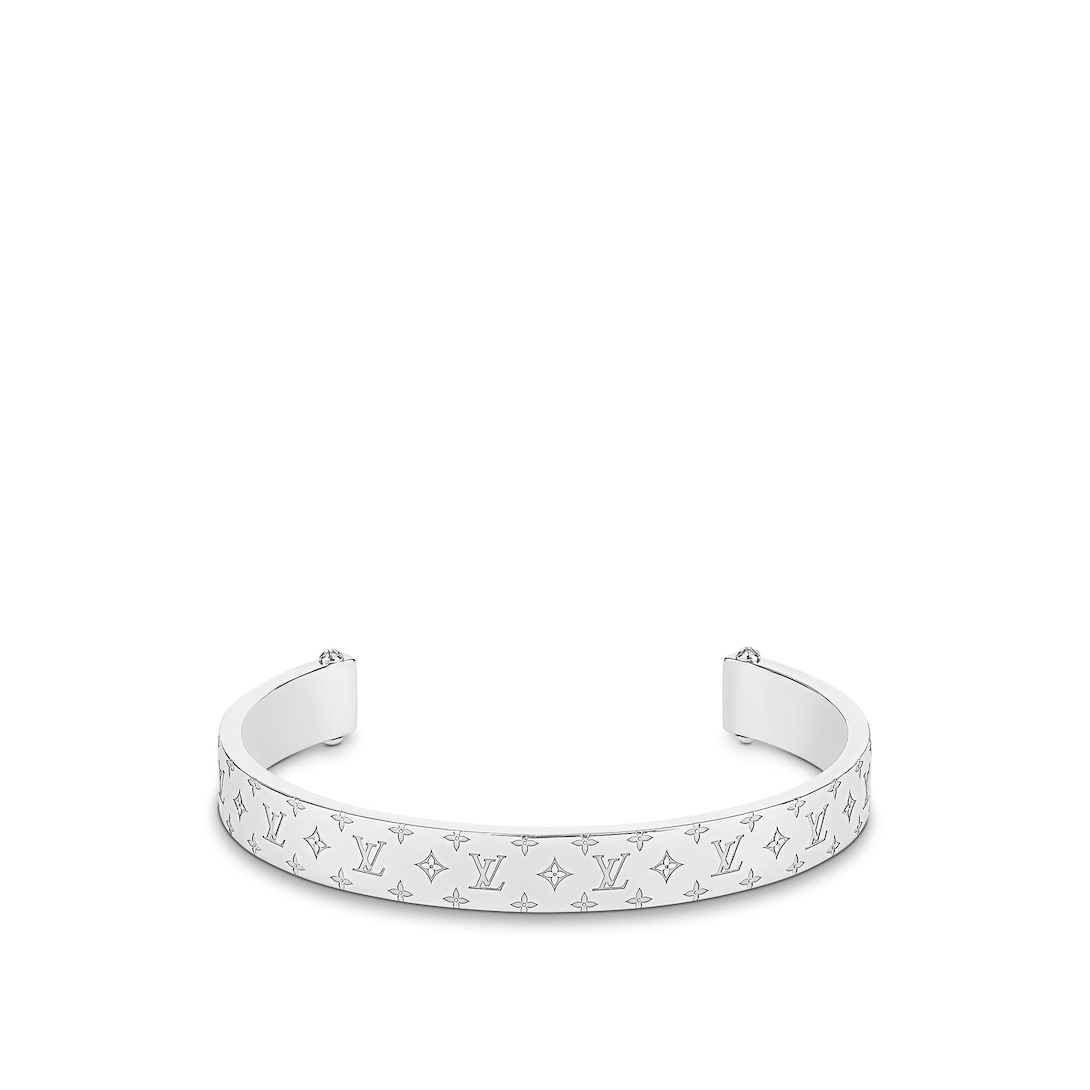 silver monogram cuff bracelet